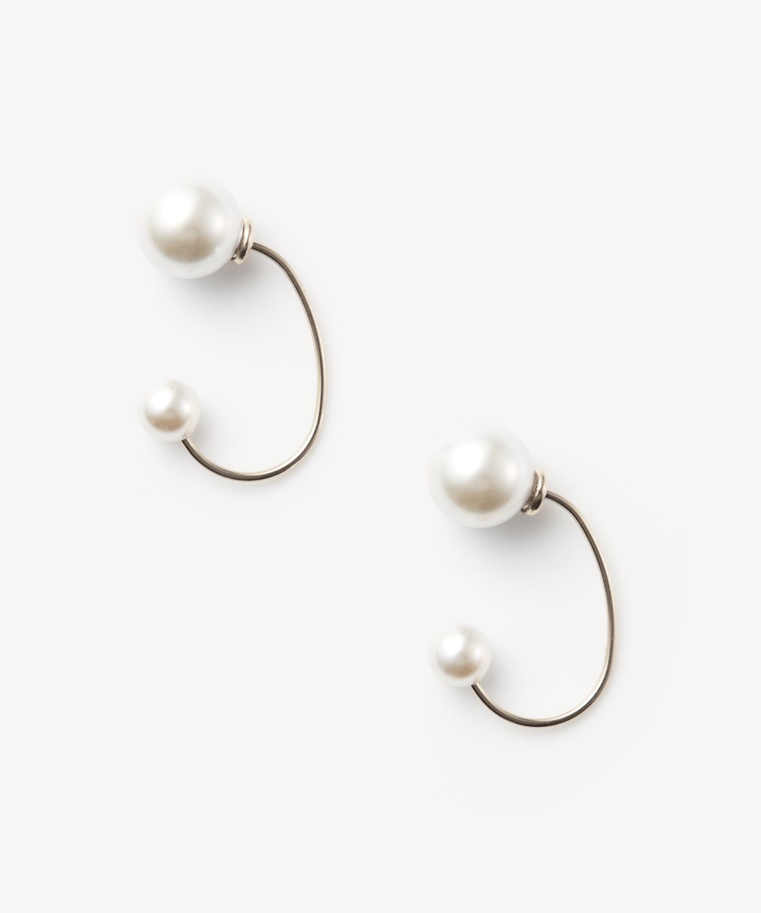 [シルバー]ダブルパールピアス