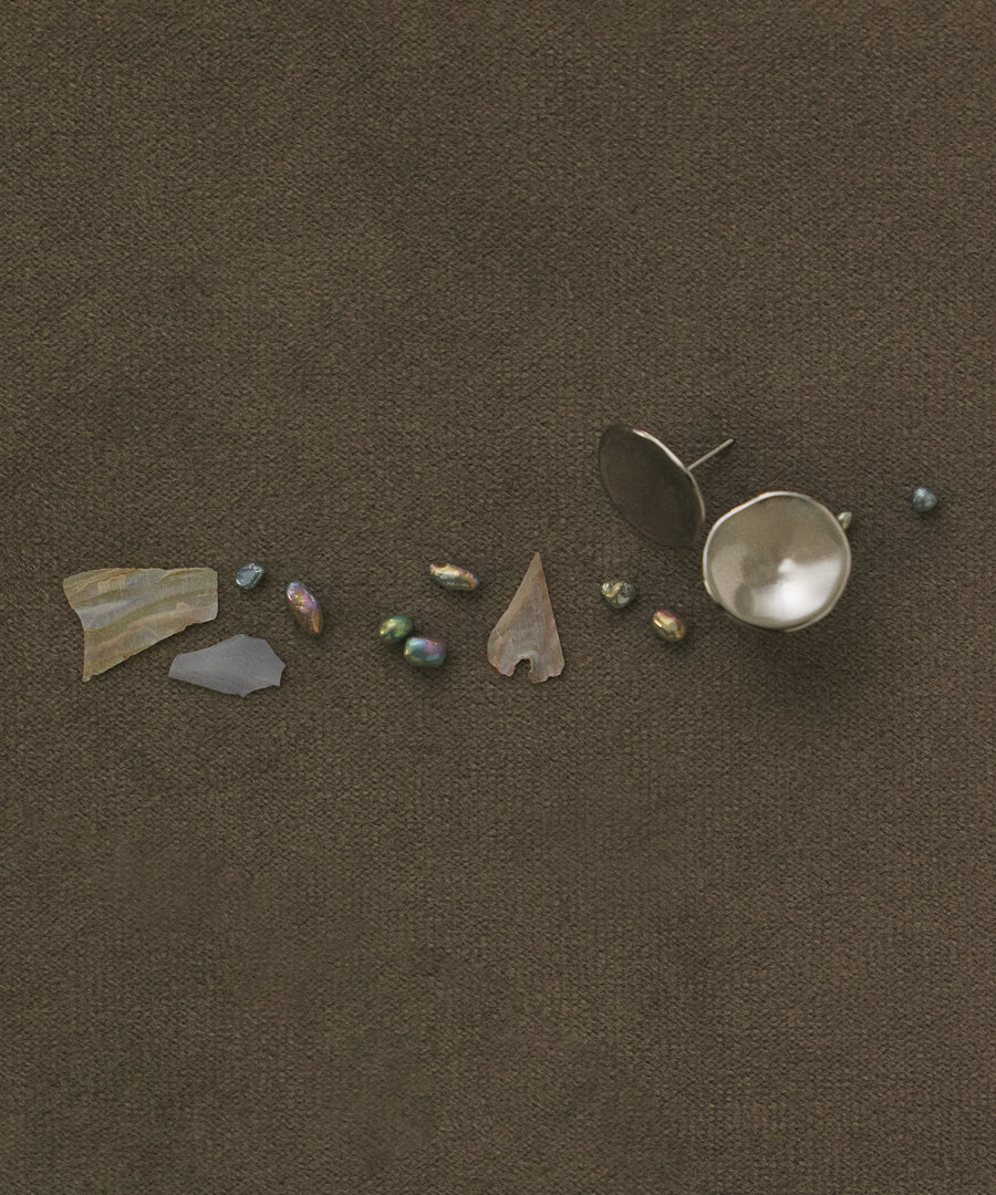 [Silver] Nuance Round Plate Earrings