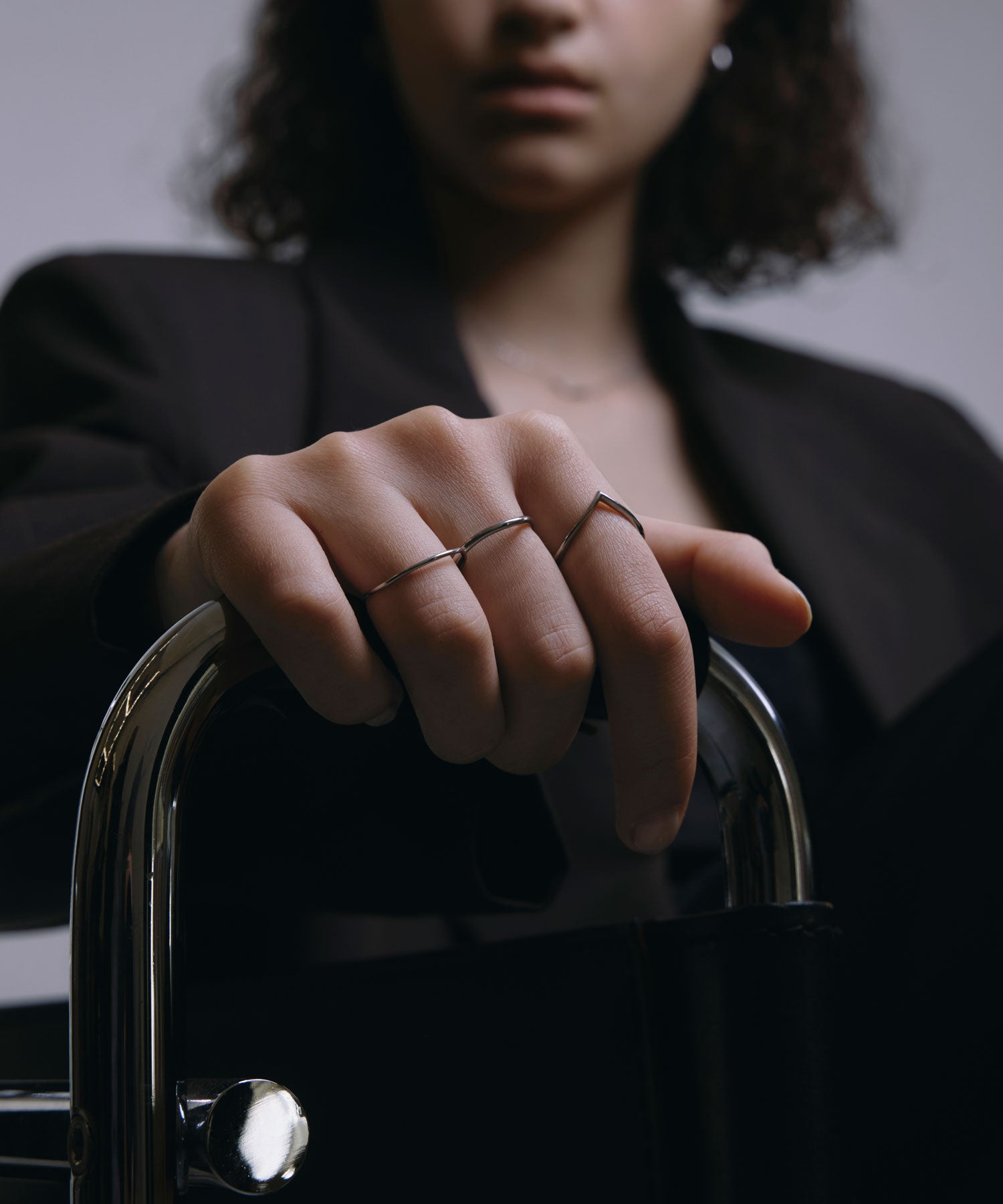 [銀色]雙圈耳環