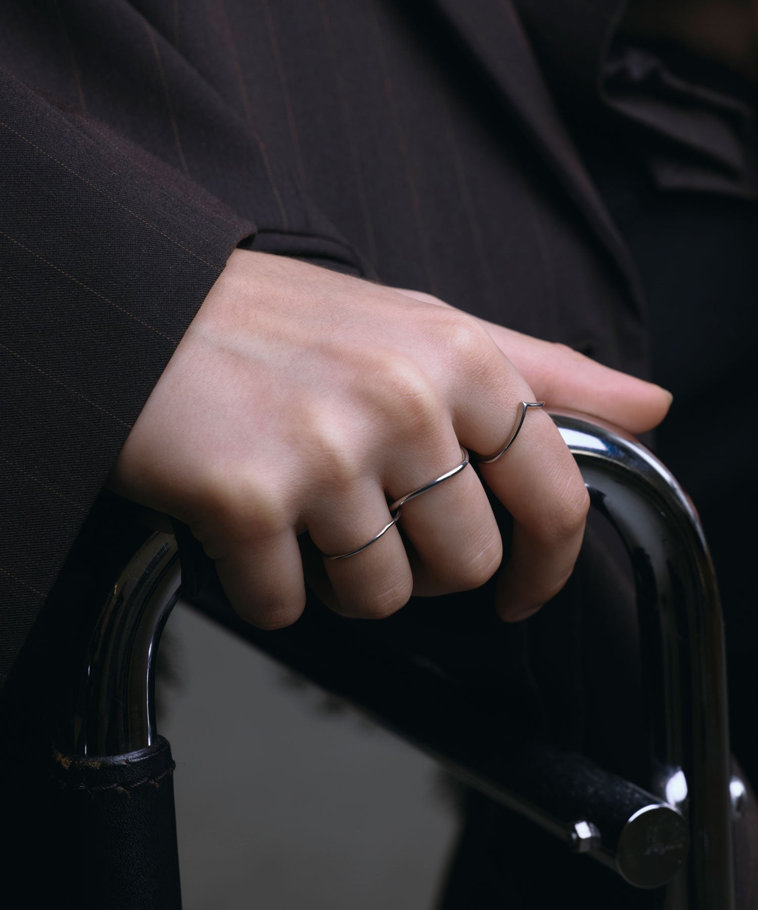 [銀色]雙圈耳環