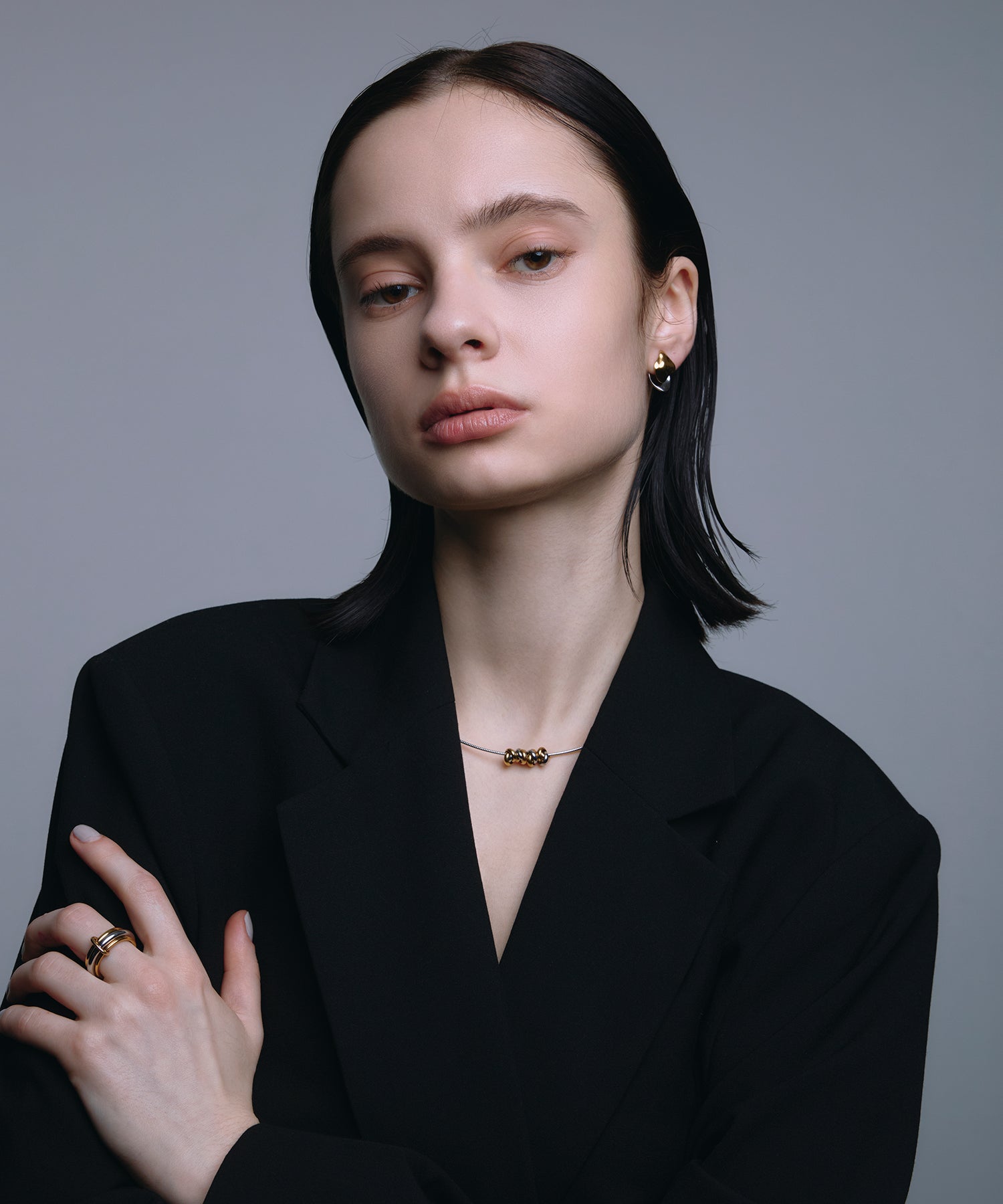 [混合色] 三連接戒指