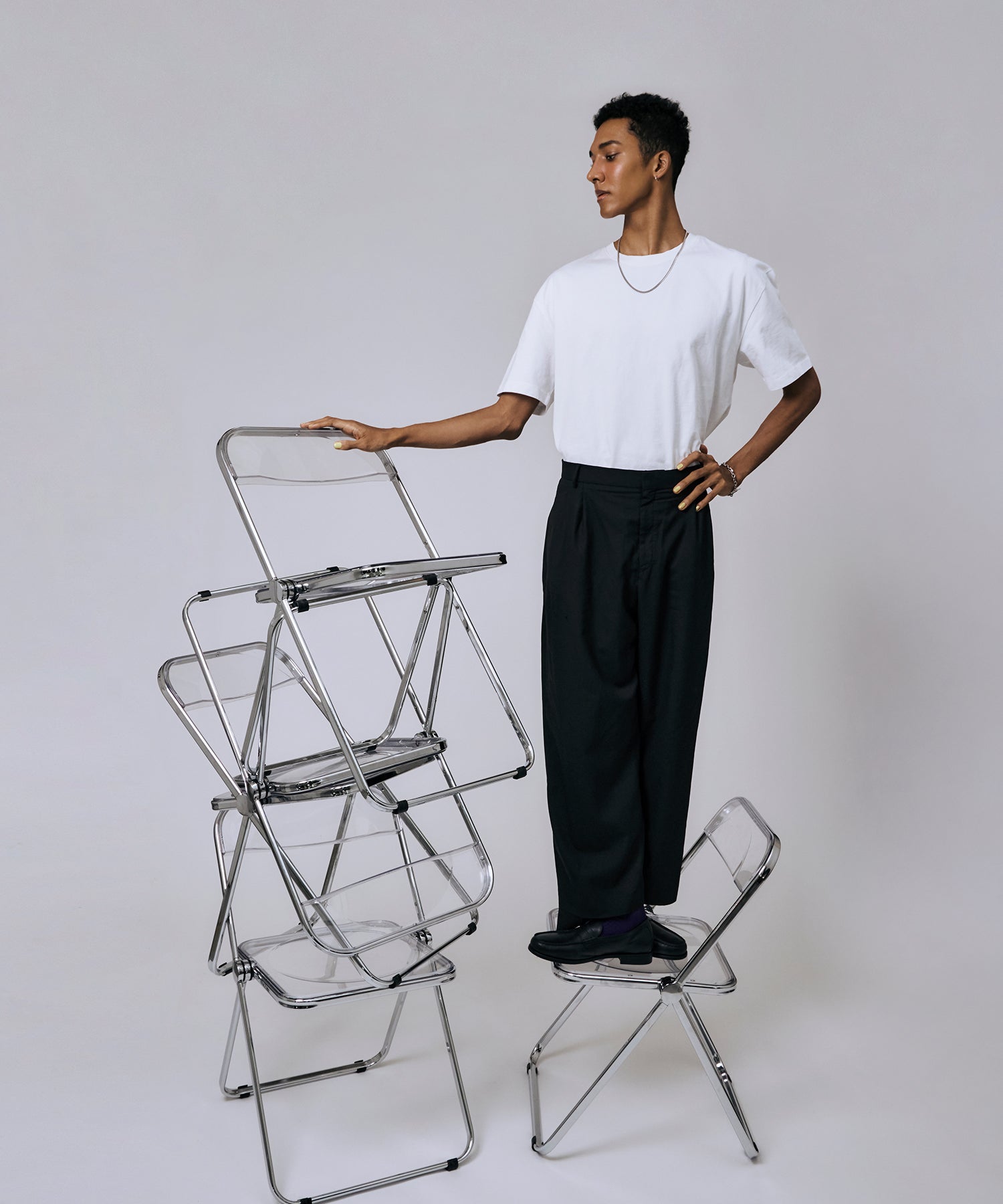 [展覽產品（預定四月底出貨）][銀色多面鏈條曼特爾手鍊