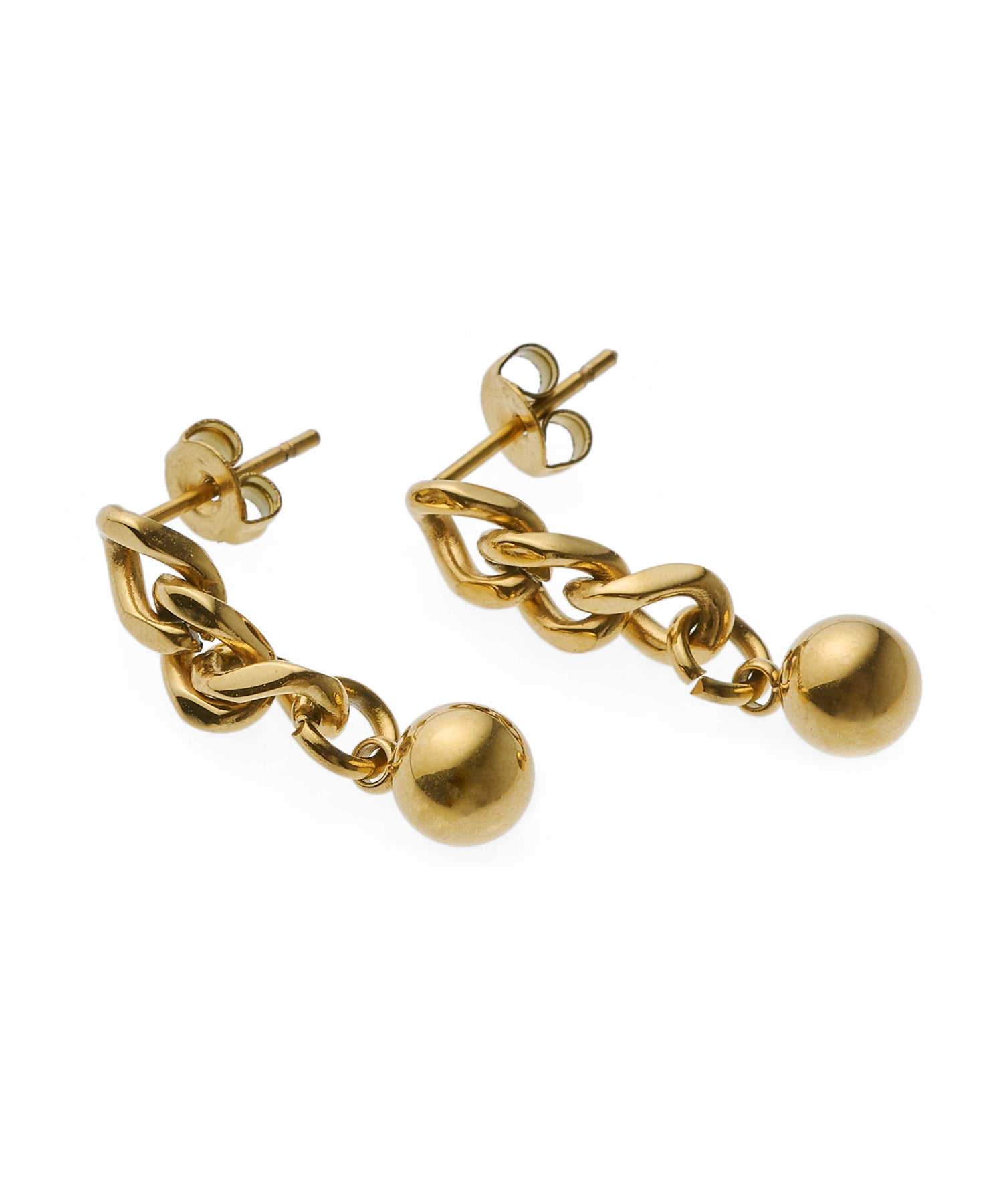 [Gold] Chain ball earrings