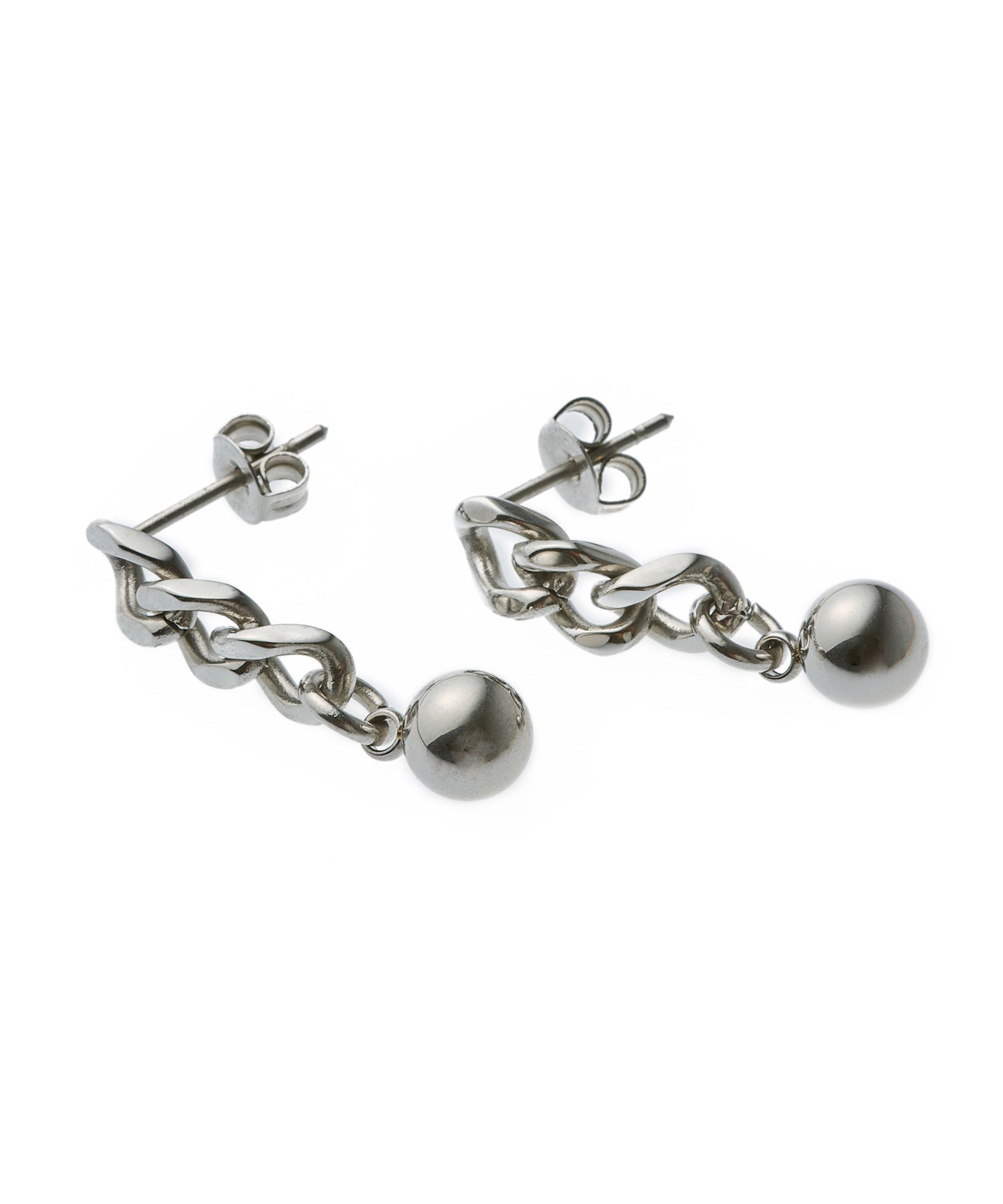 [Silver] Chain ball earrings