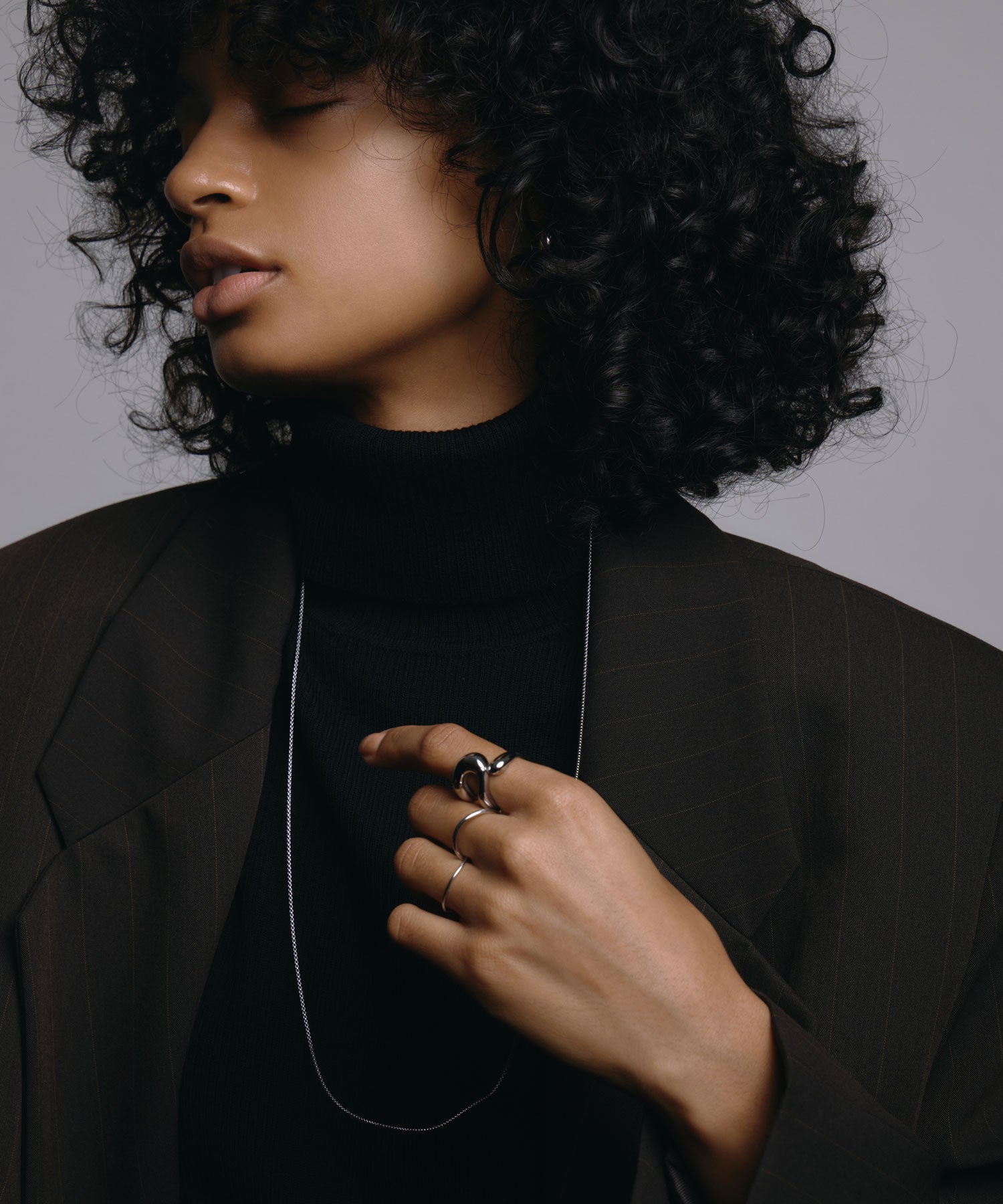 [Silver] 2way chain necklace