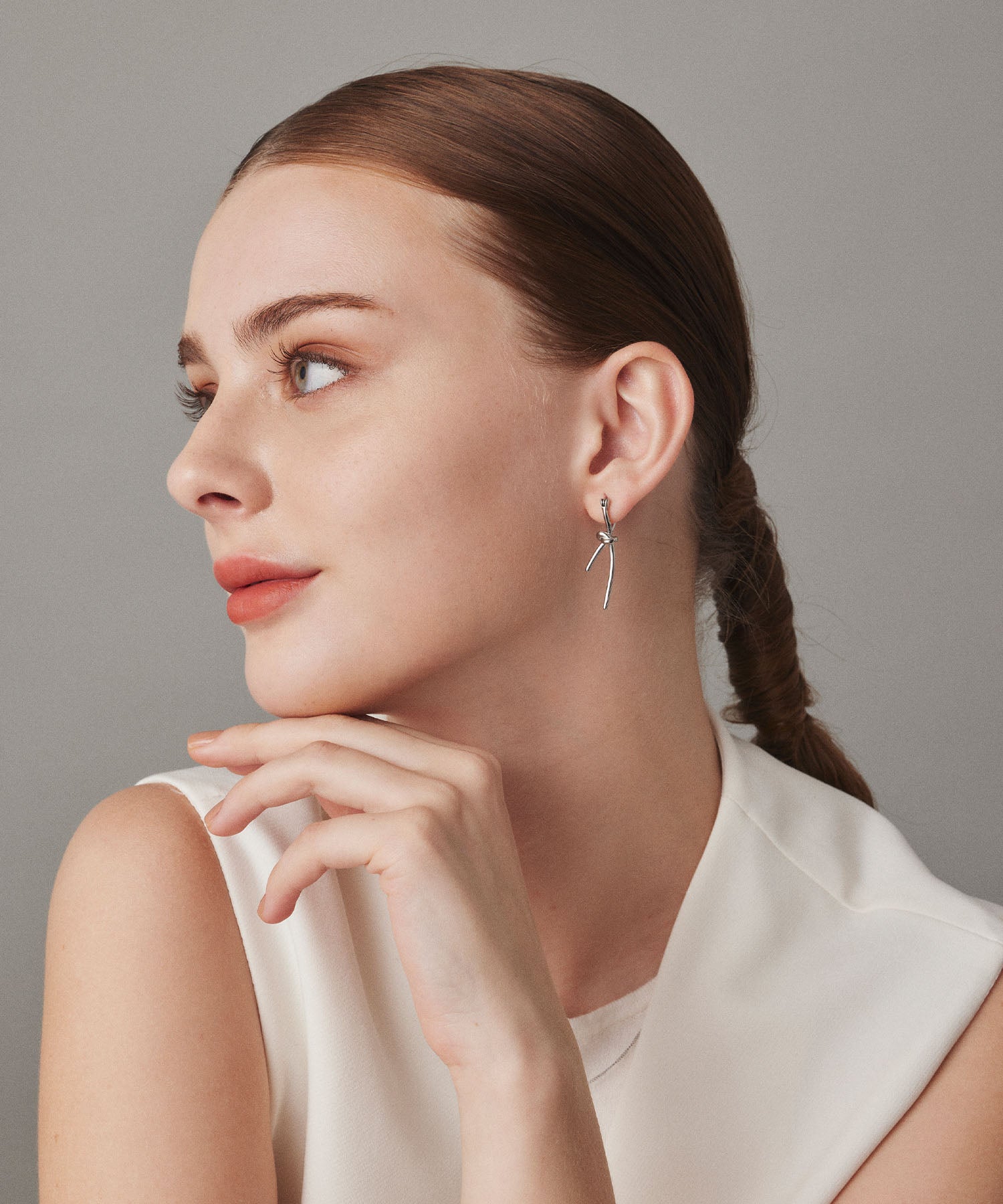 [Silver] Ribbon Earrings
