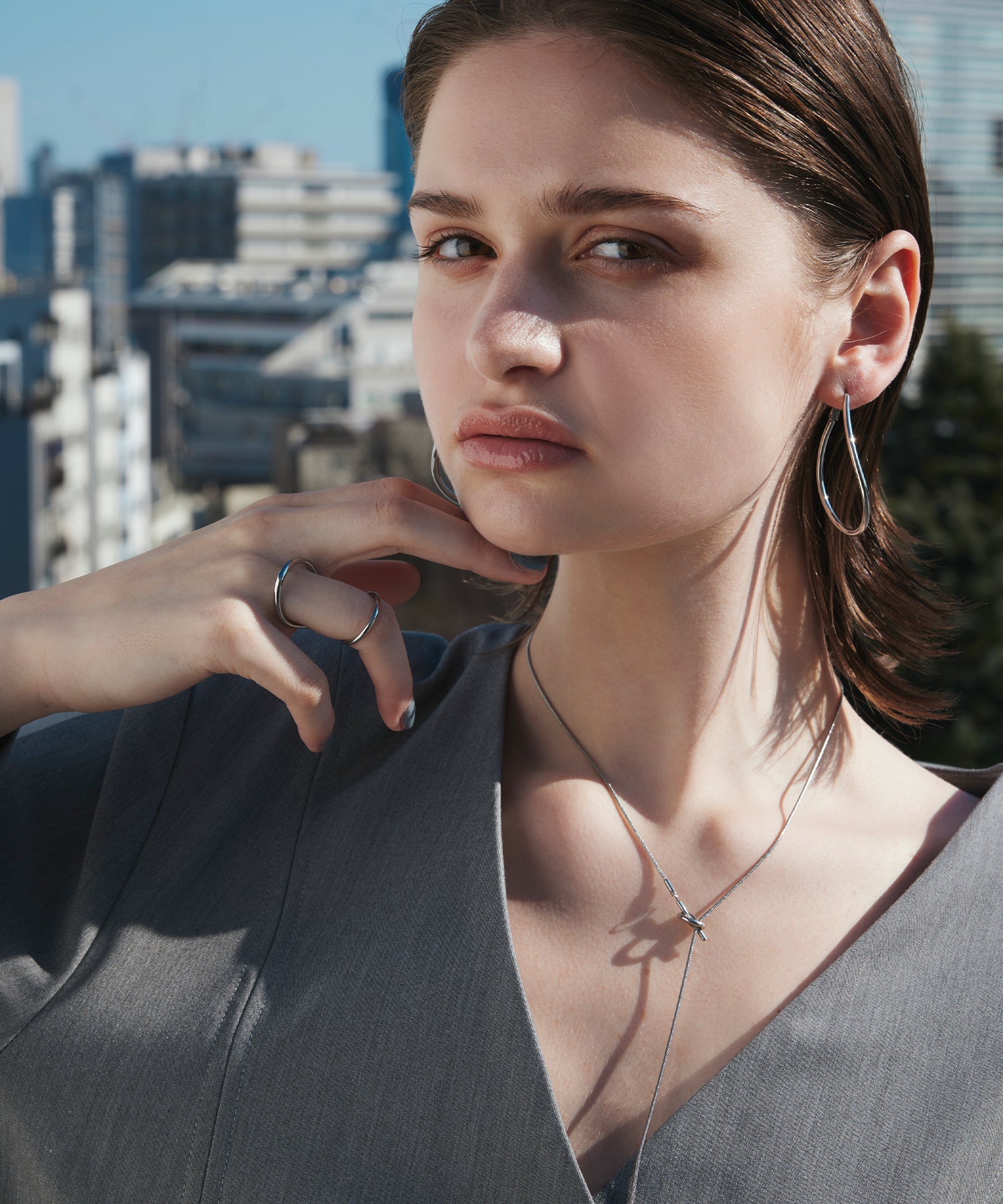[Silver] Big Drop Earrings
