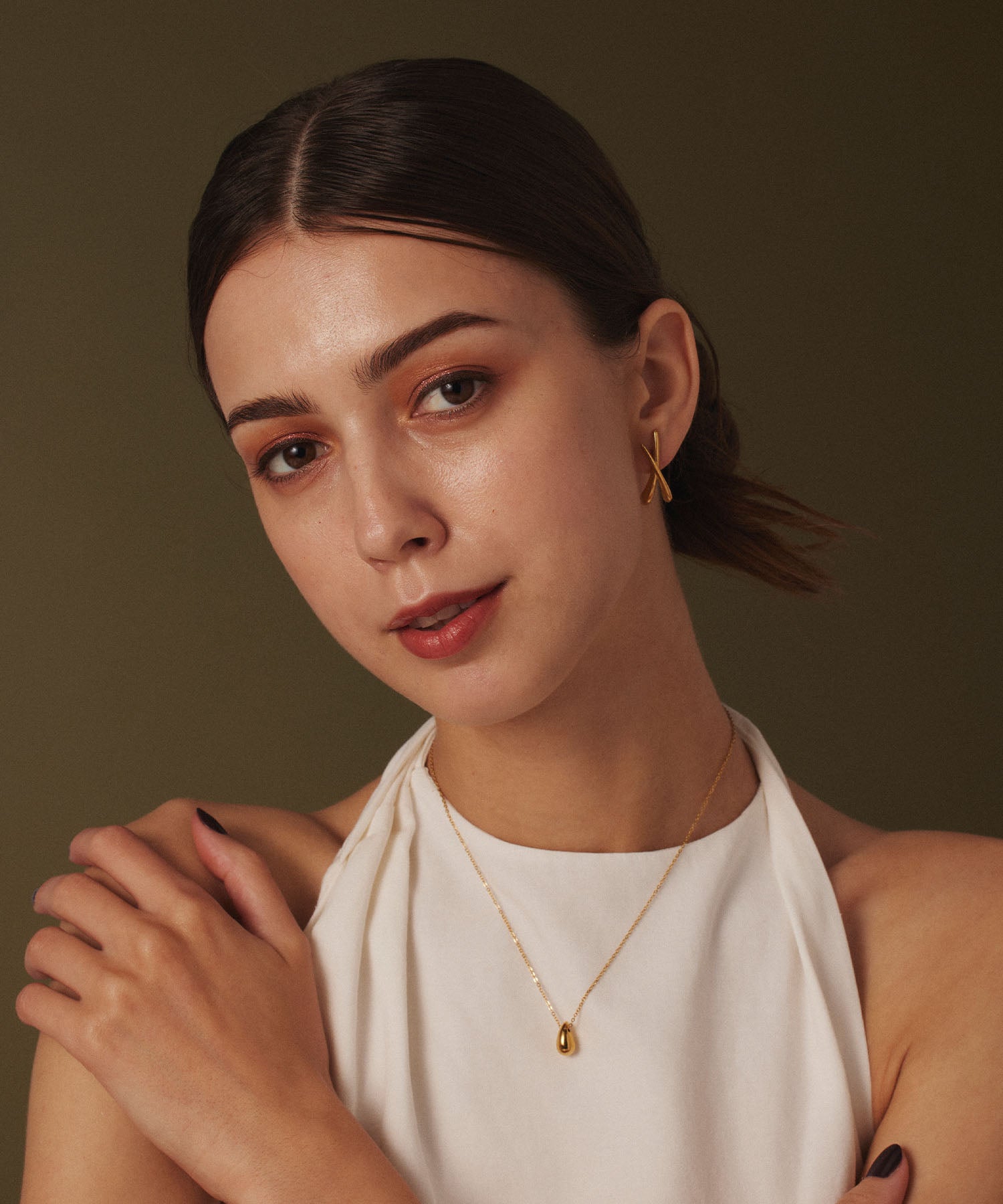 [Gold] Asymmetrical Cross Earrings