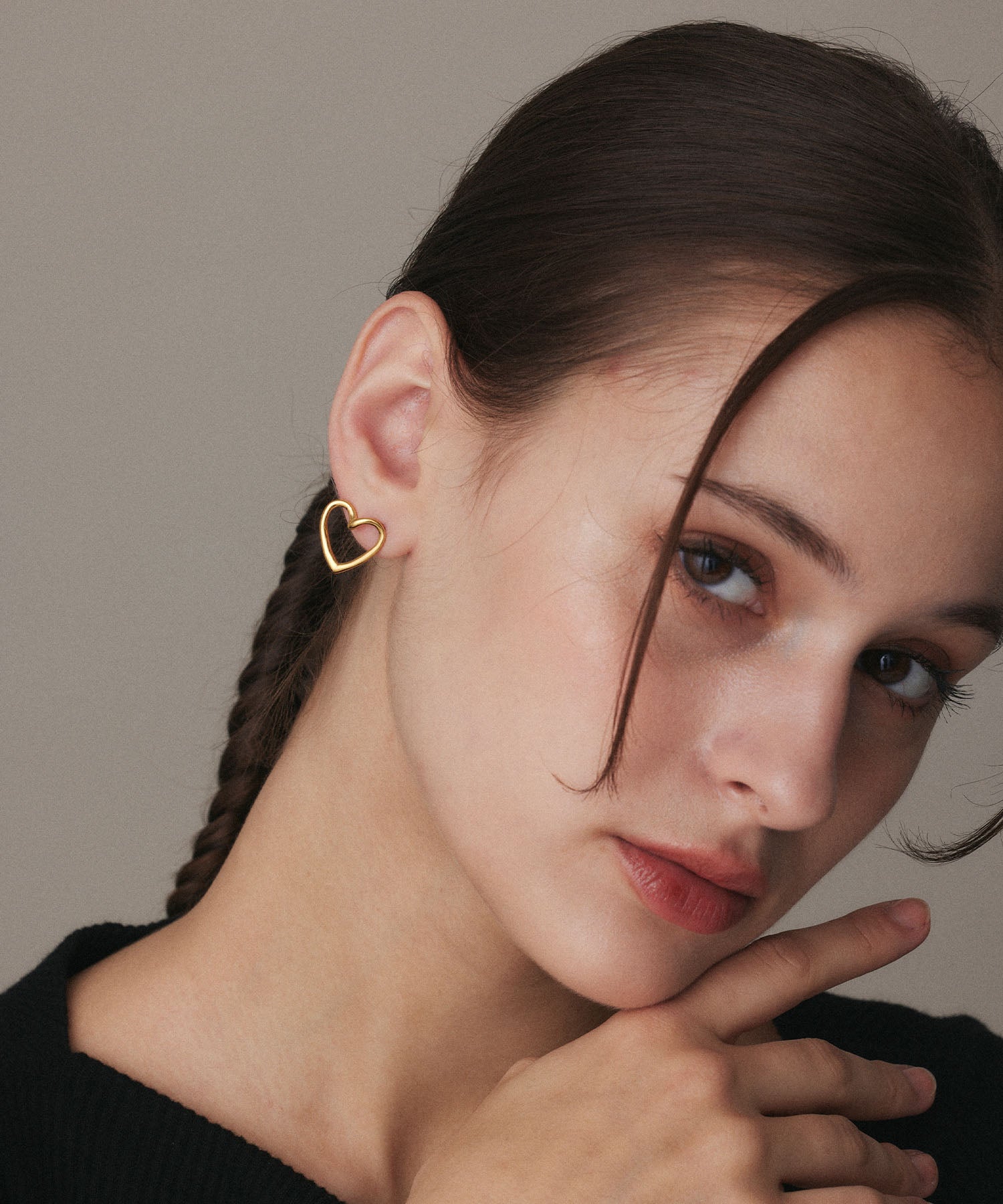 [Gold] Open Heart Earrings