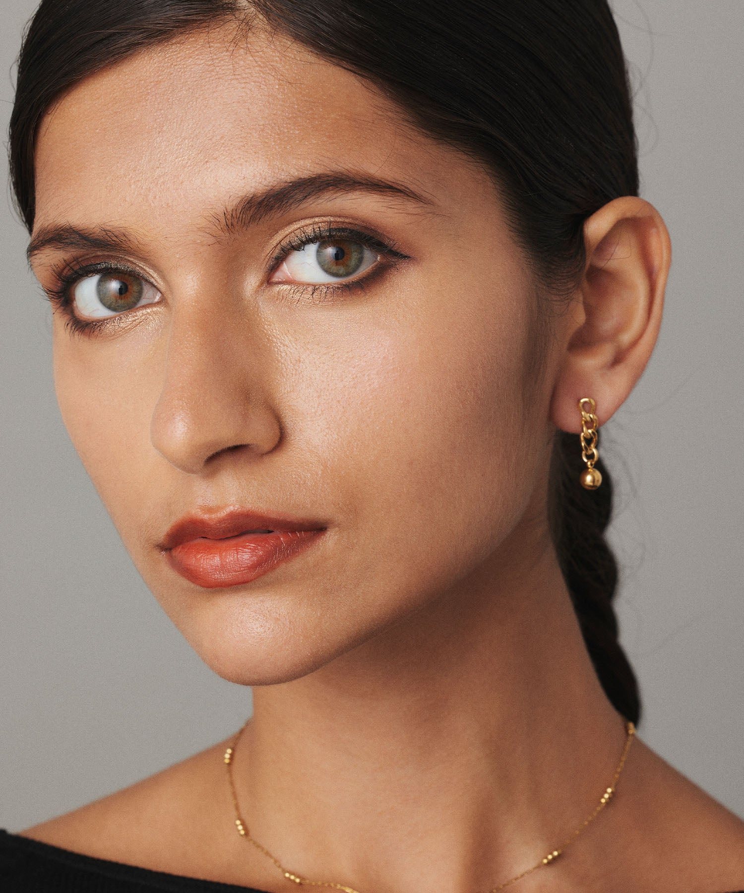 [Gold] Chain ball earrings