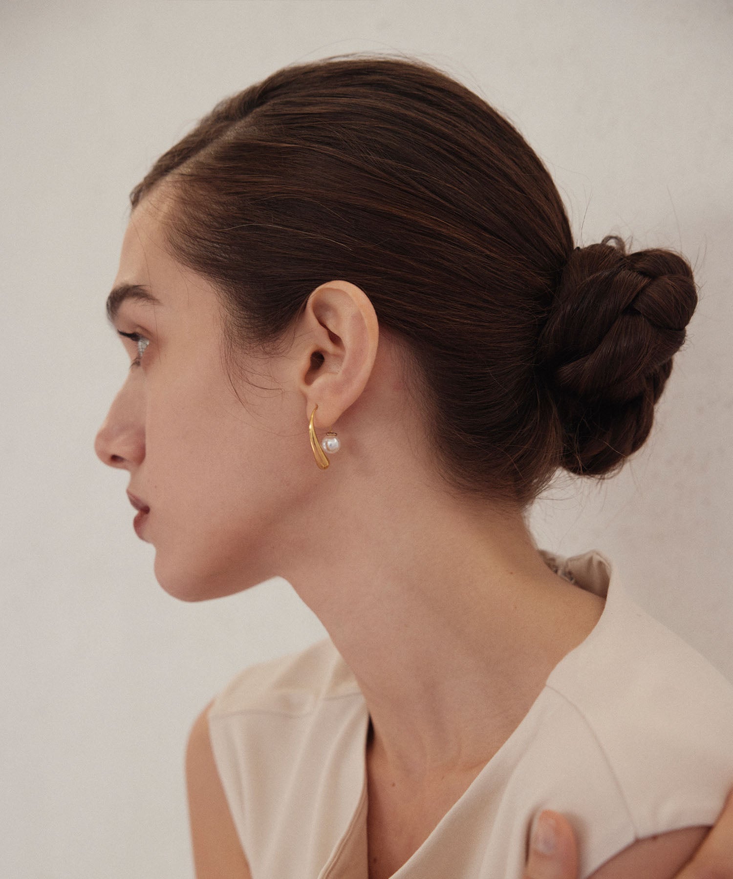 [Gold] 2-way pearl icicle earrings