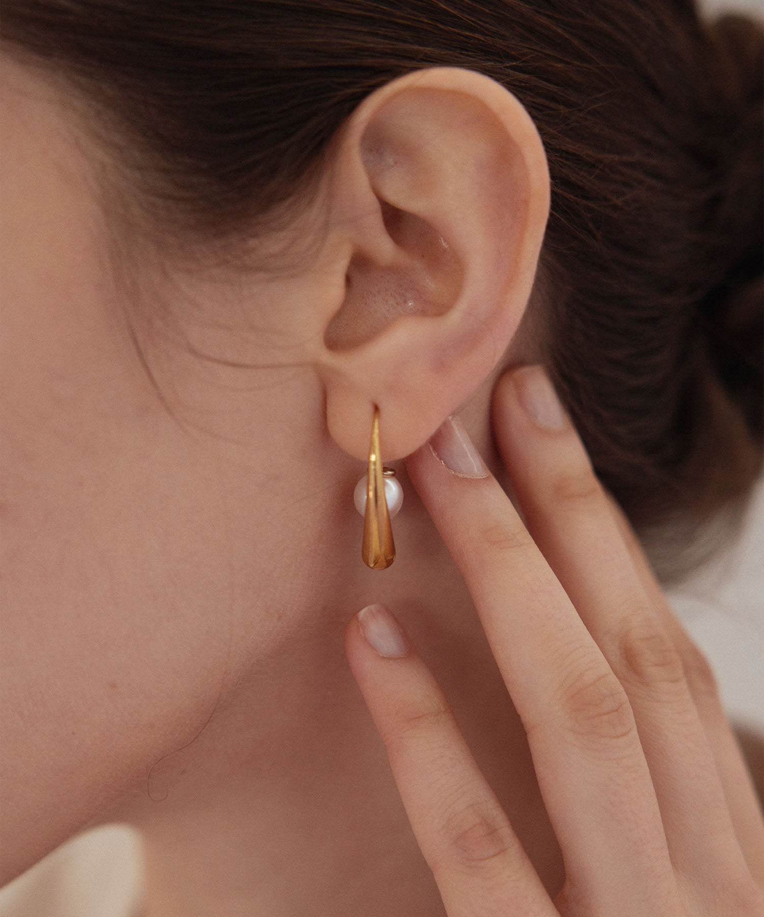 [Gold] 2-way pearl icicle earrings