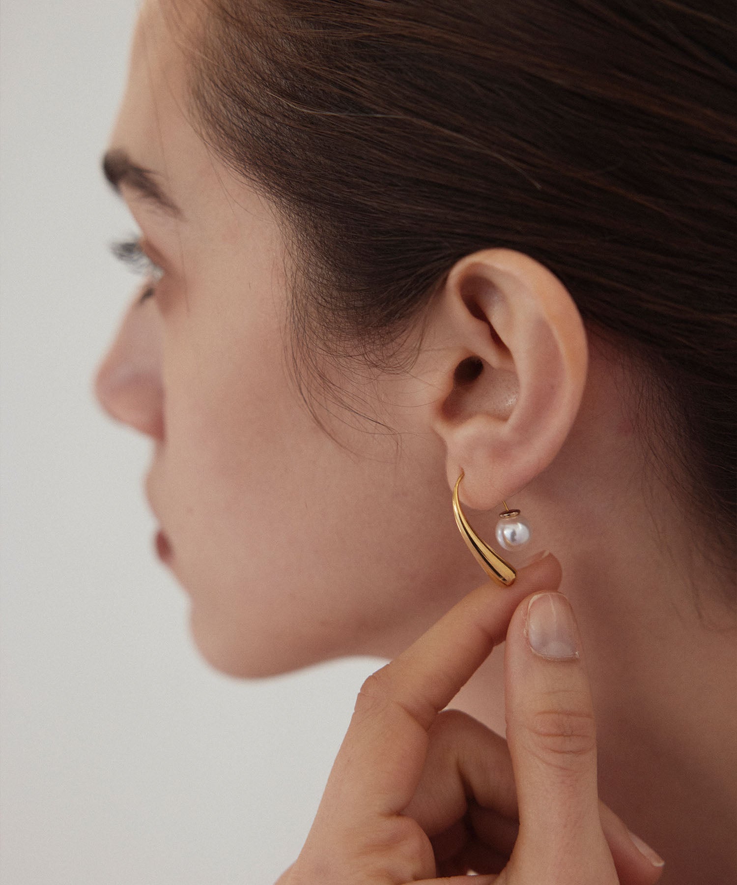 [Gold] 2-way pearl icicle earrings