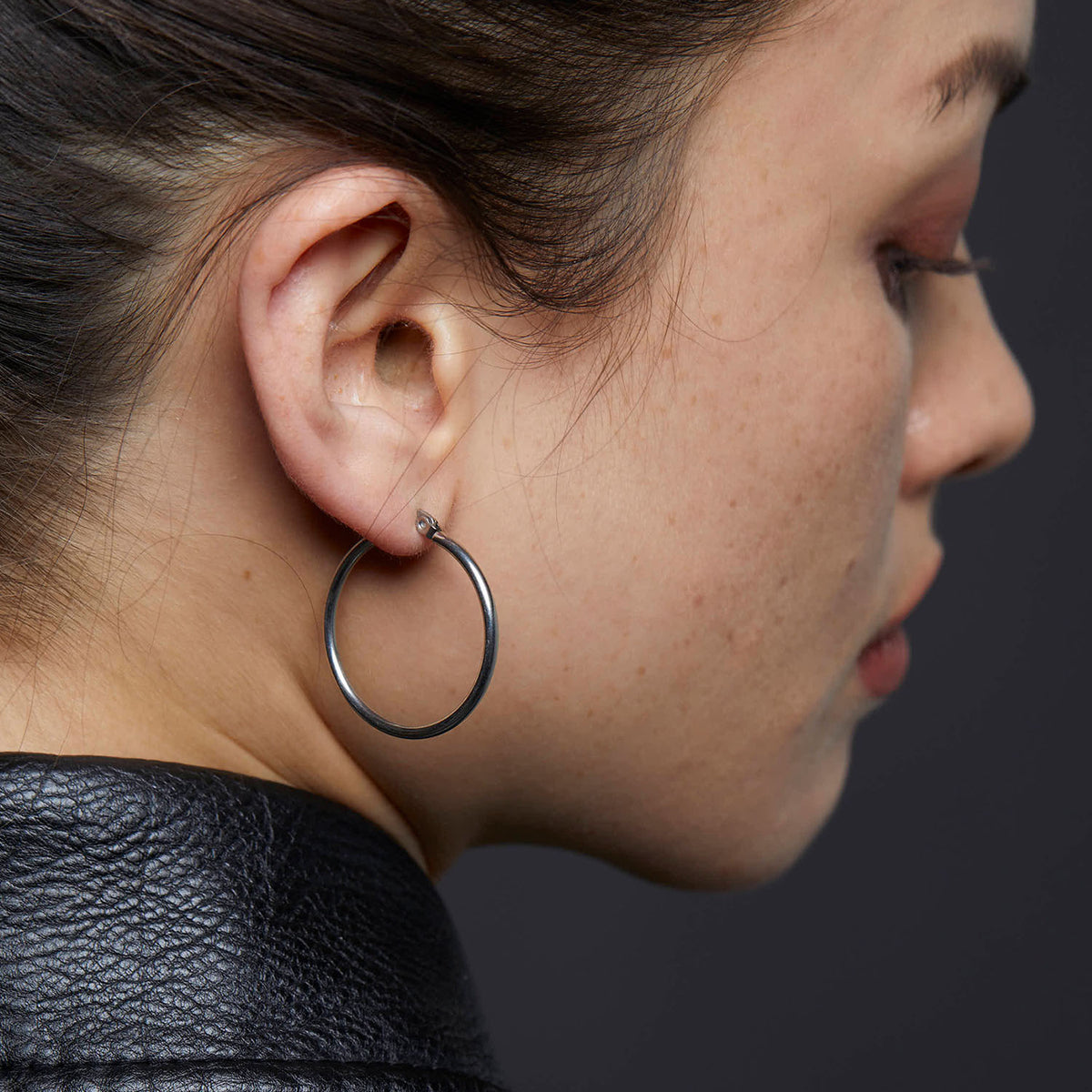 シルバー]ループピアス30mm