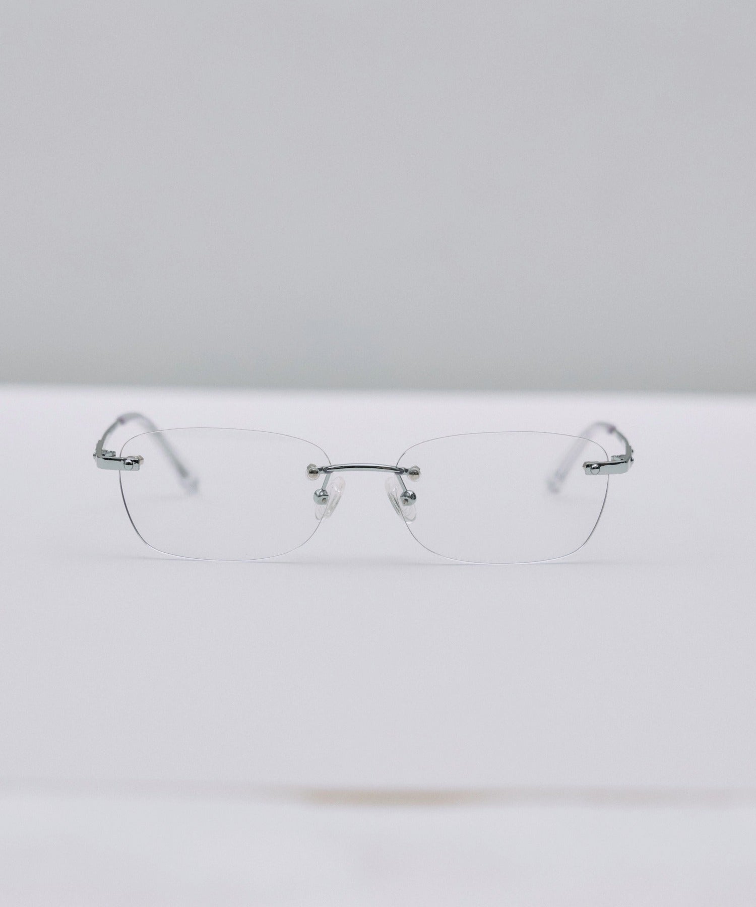 [クリア]スクエアリムレスアイウェア