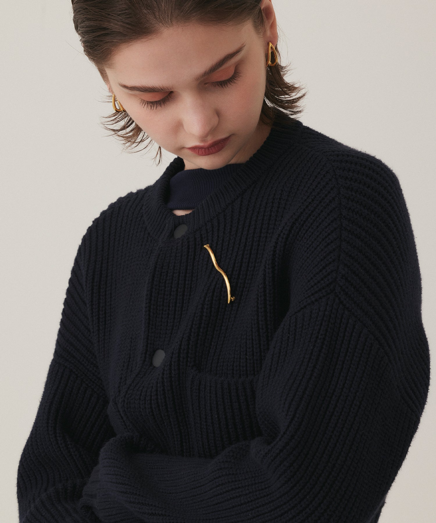 ゴールド]カーブブローチ