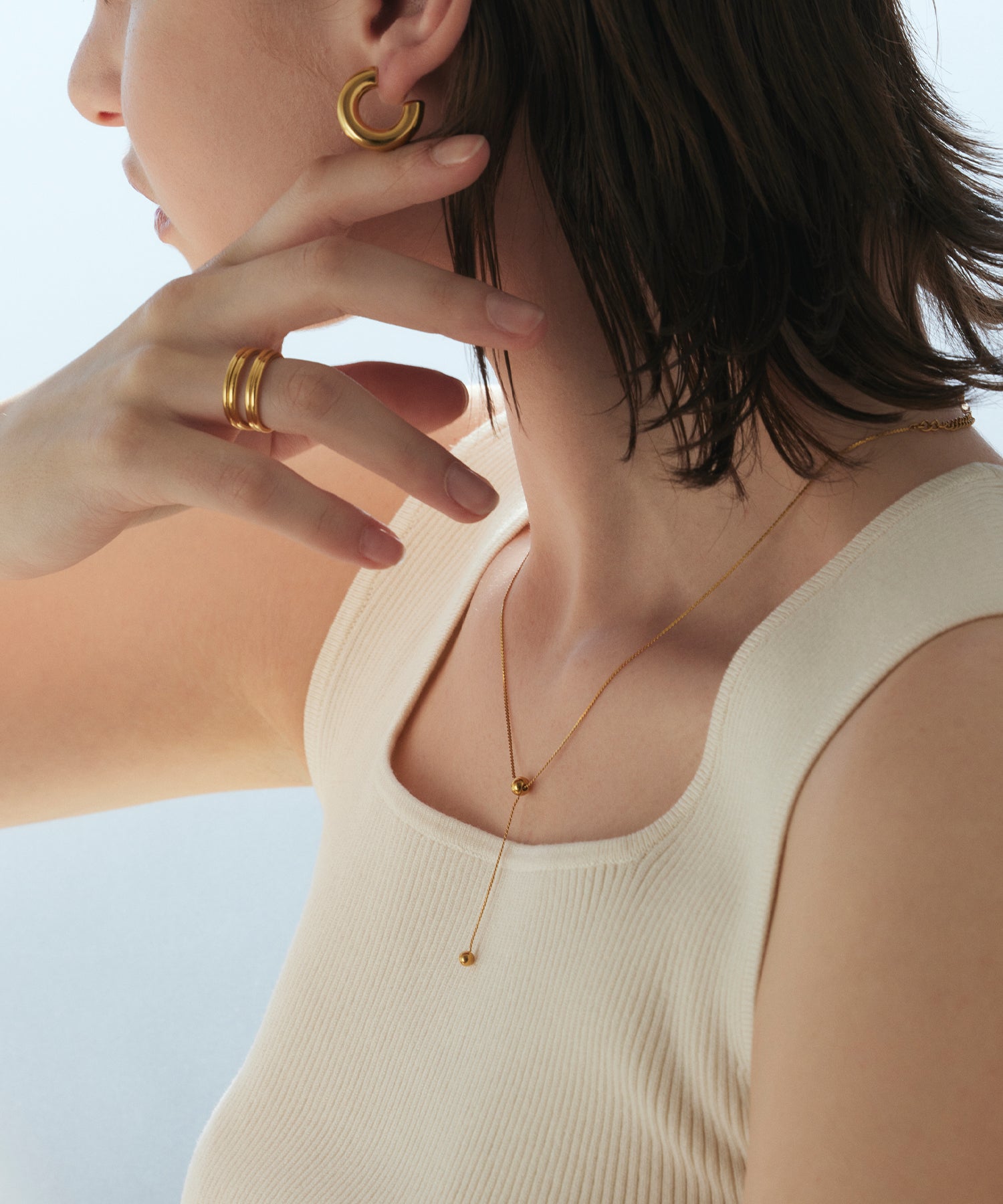 [Gold] Layered Cross Ring