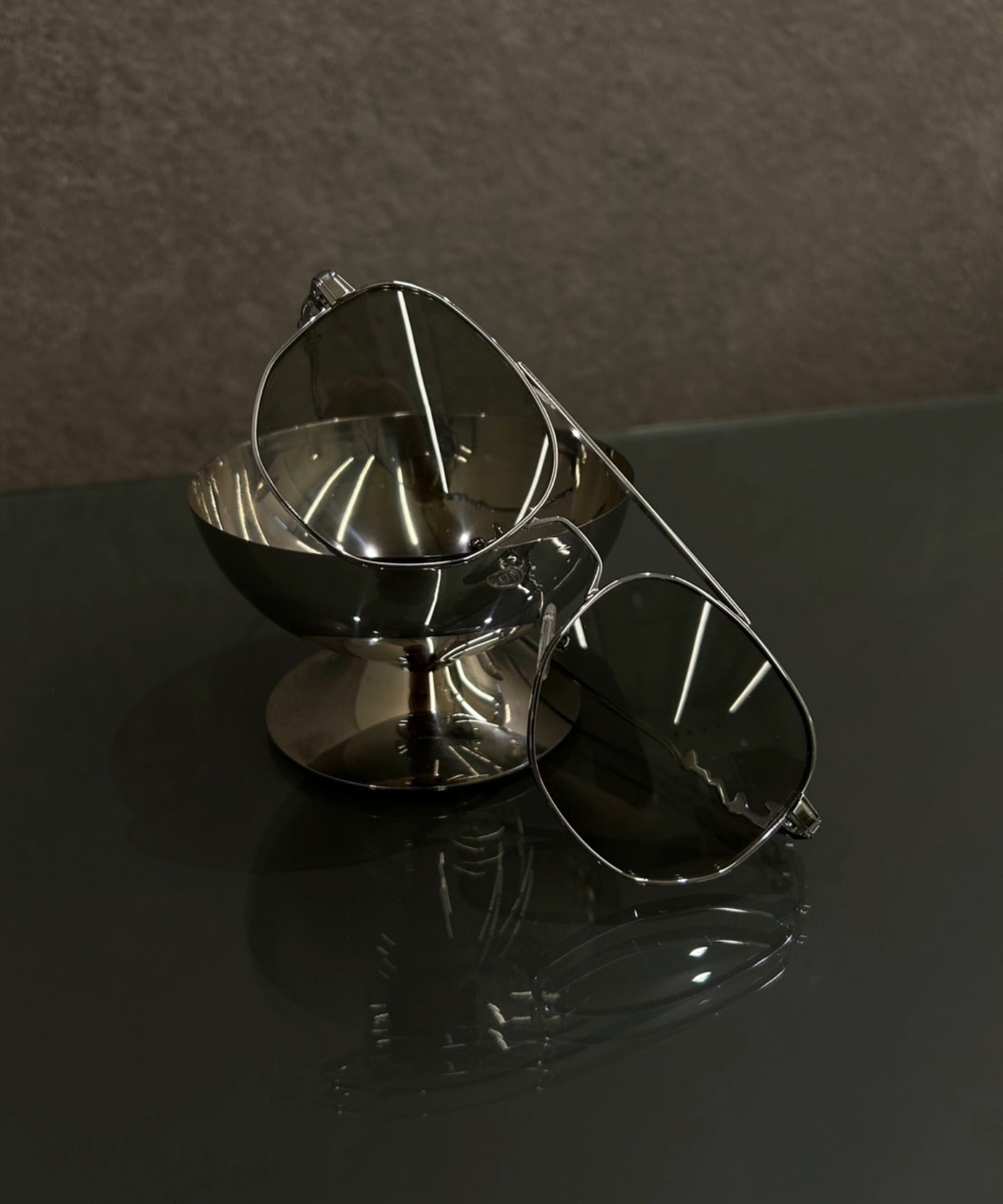 メタルティアドロップアイウェア　メガネ　サングラス　グレー　金属アレルギー対応　サージカルステンレス