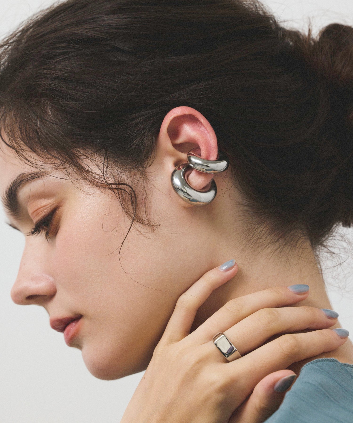 e.m シルバーリング　イヤーカフ シルバー]ボリュームイヤーカフ(small)