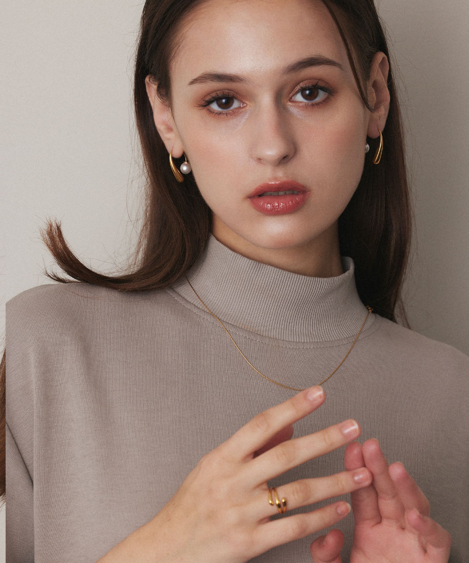 [Gold] 2-way pearl icicle earrings