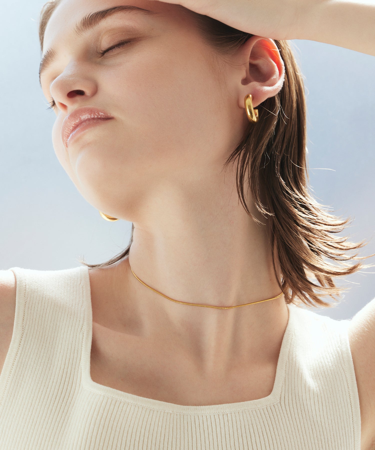 ゴールド]ボリュームシィクフープピアス