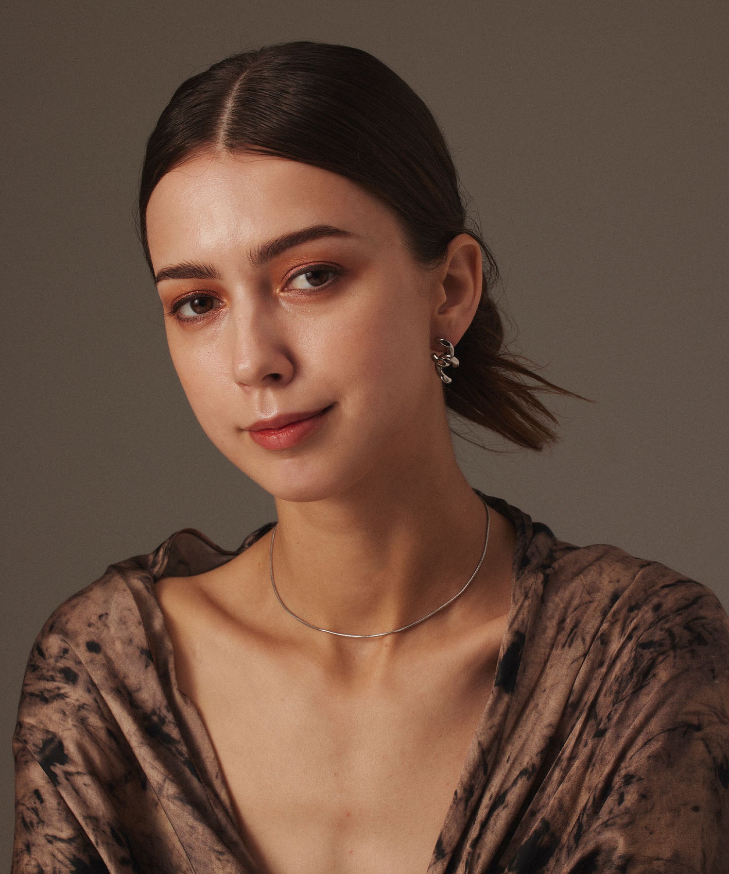 [Silver] 1mm snake chain necklace/34cm