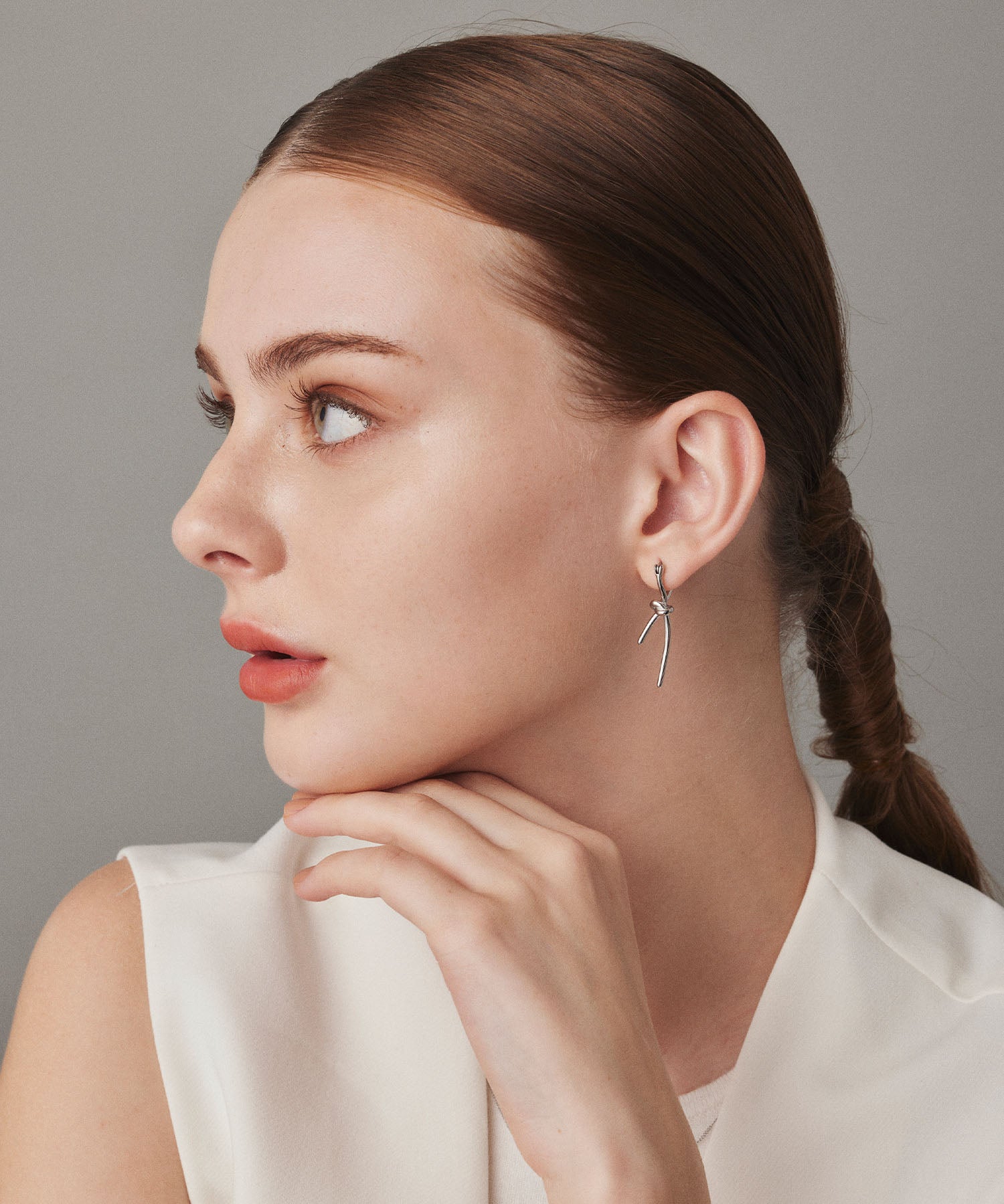 [Silver] Ribbon Earrings