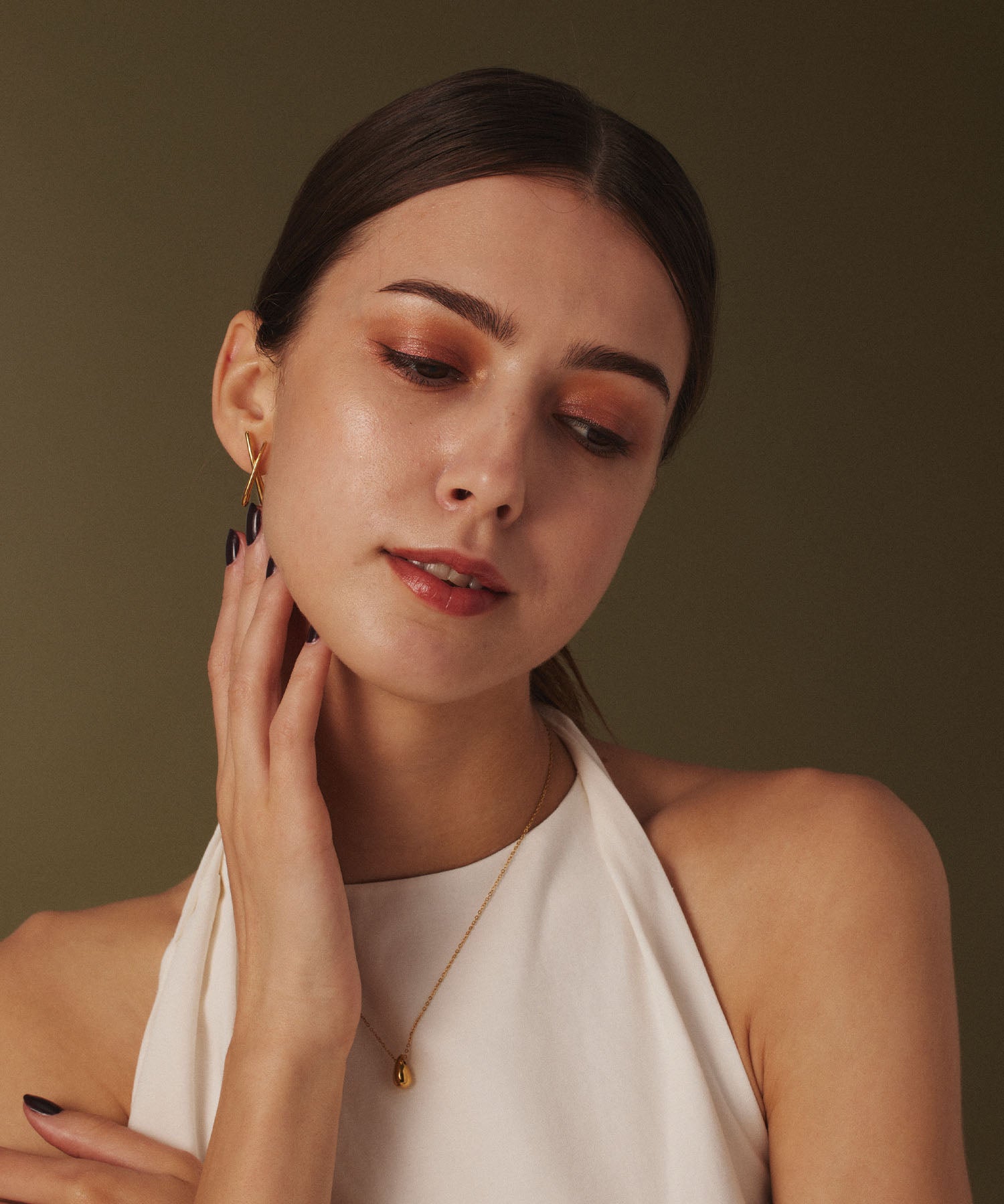 [Gold] Asymmetrical Cross Earrings