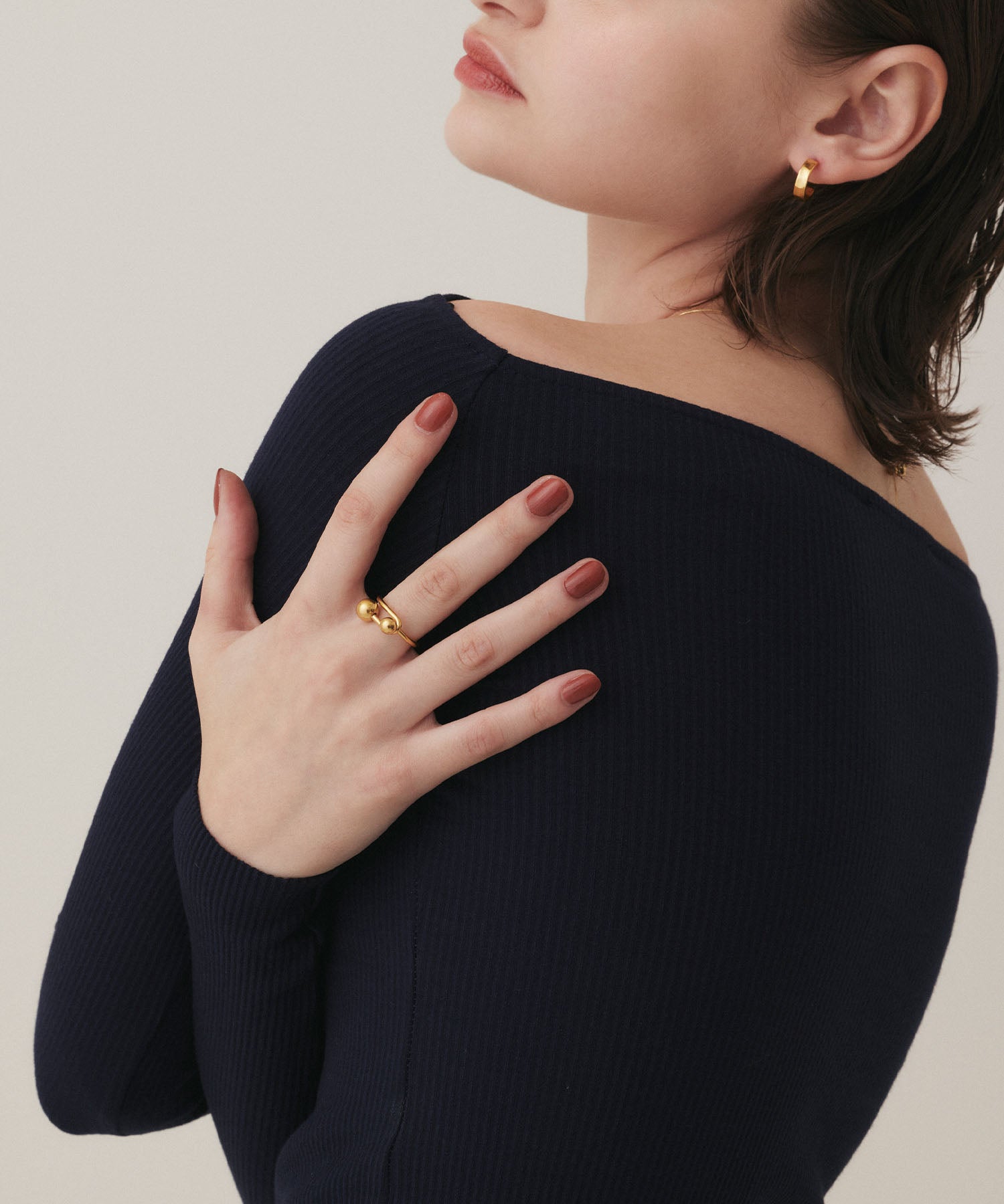 [Gold] Bumpy Hoop Earrings