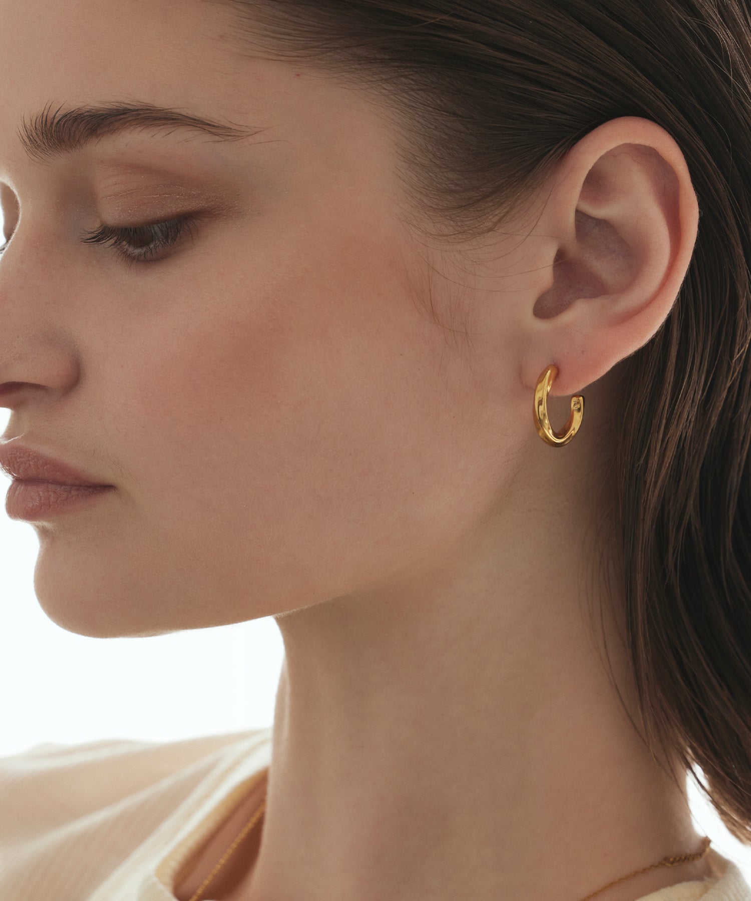 14K ローズゴールド ピアス　ストーン　ヘキサゴン　片耳用 金属アレルギー対応 [EMBELLIR] ステンレスピアス 一粒天然石の
