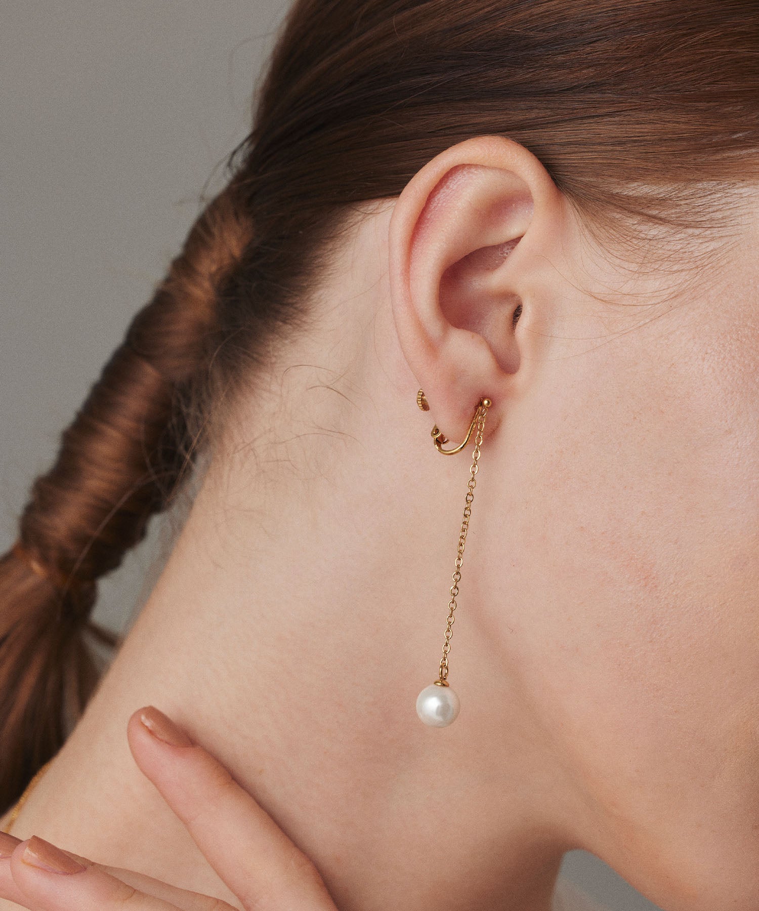 [Gold] Swing Pearl Earrings