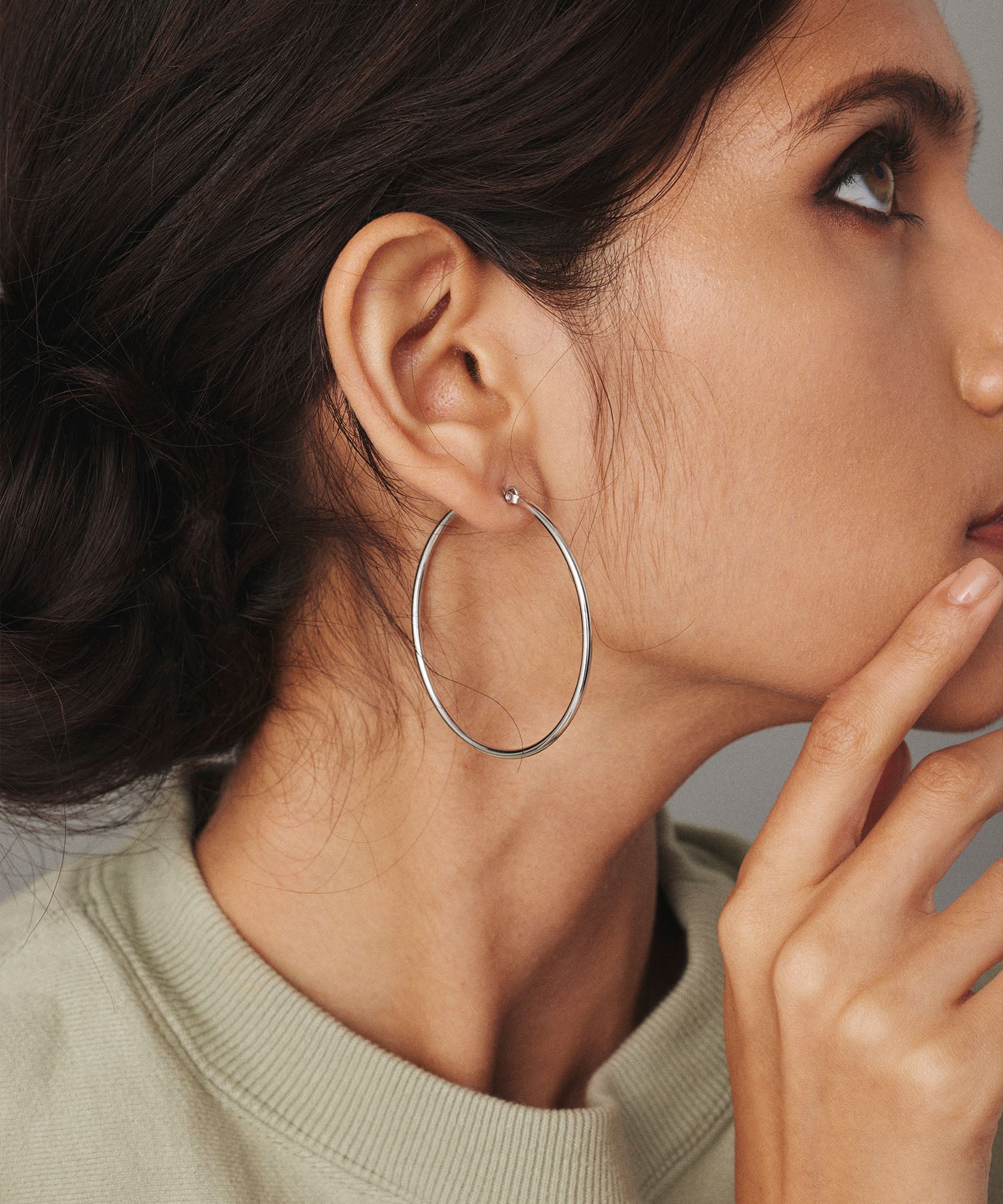 [Silver] Loop earrings 50mm