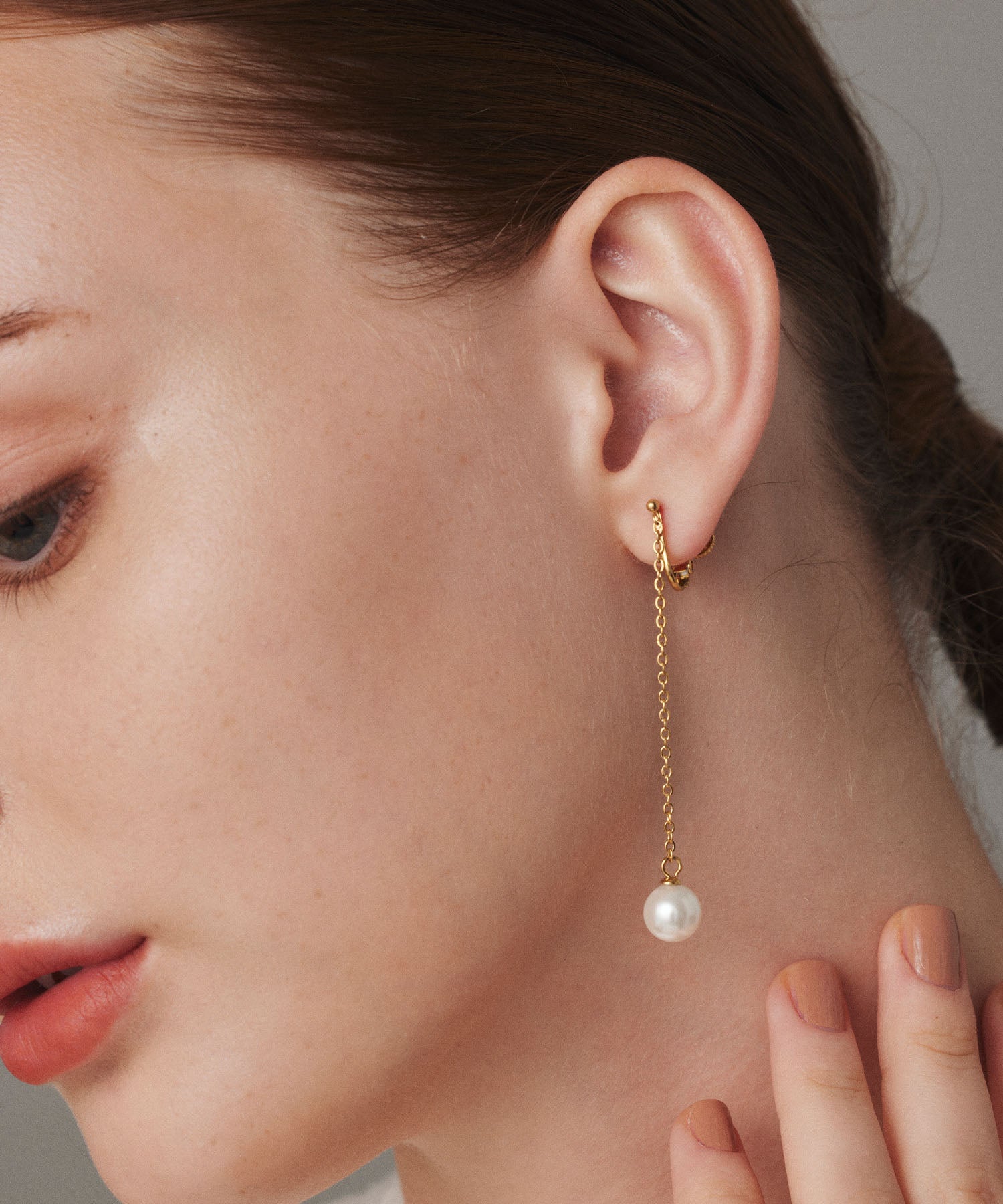 [Gold] Swing Pearl Earrings