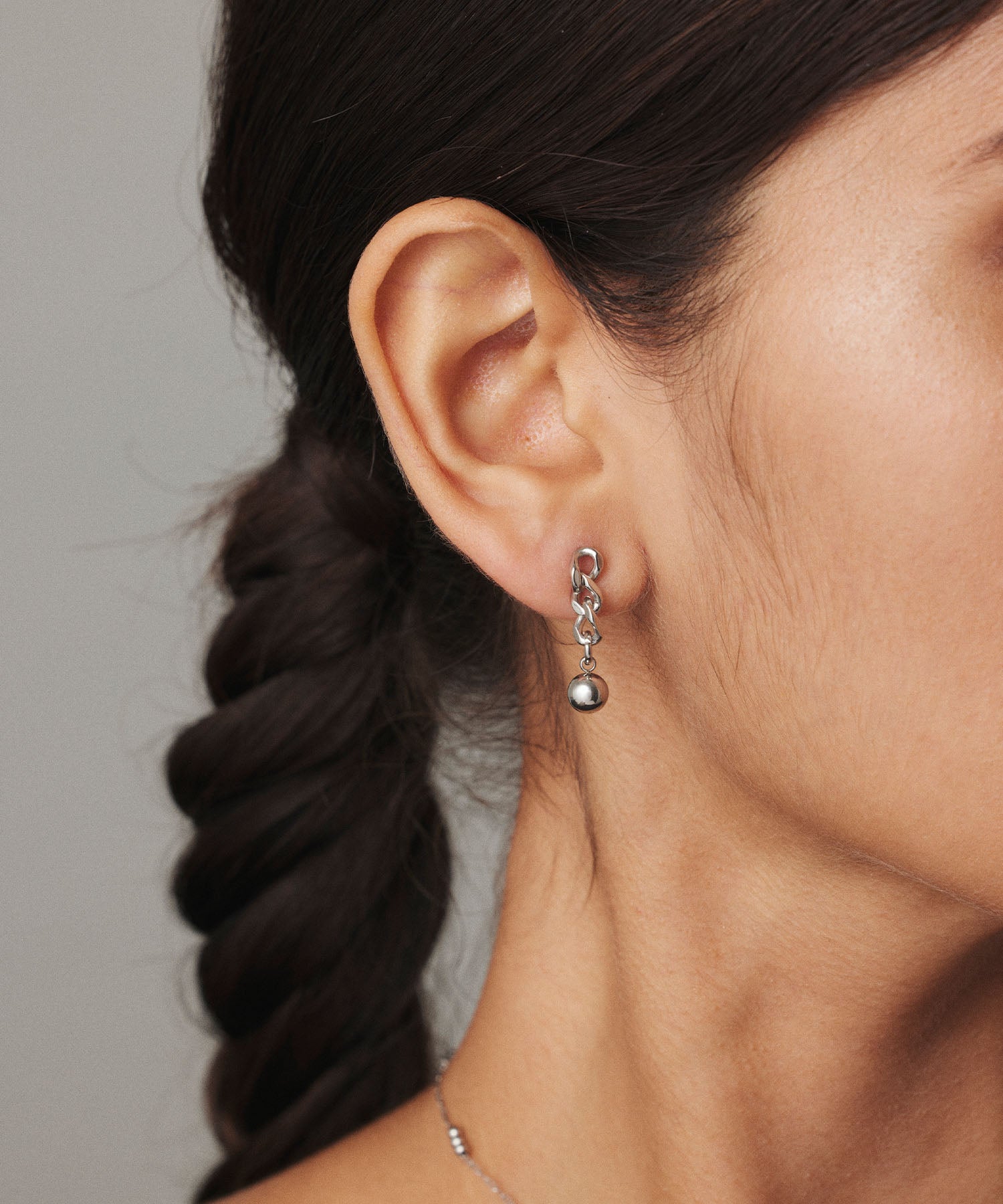 [Silver] Chain ball earrings