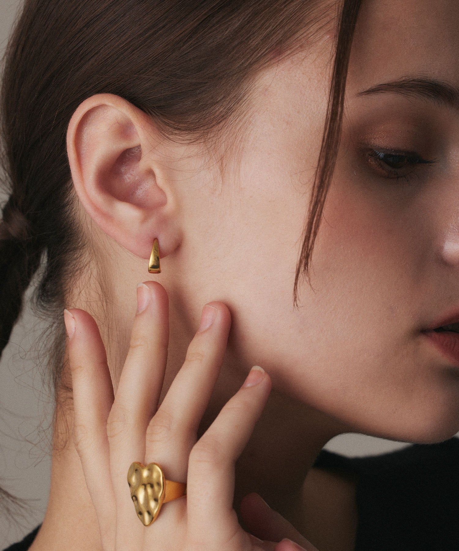 [Gold] Flat Icicle Earrings