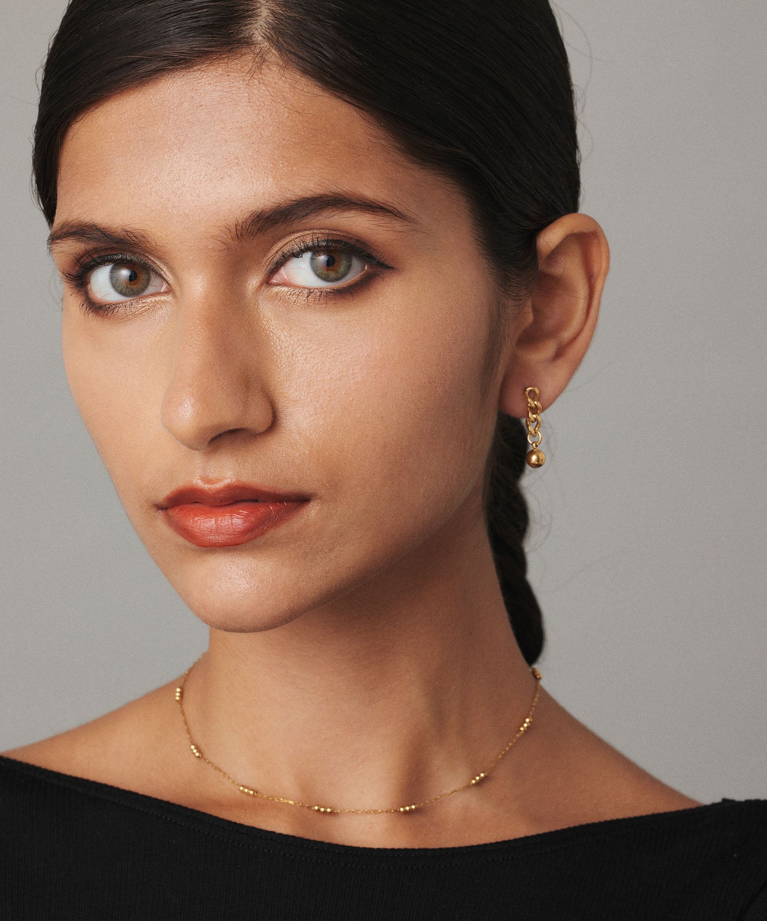 [Gold] Chain ball earrings