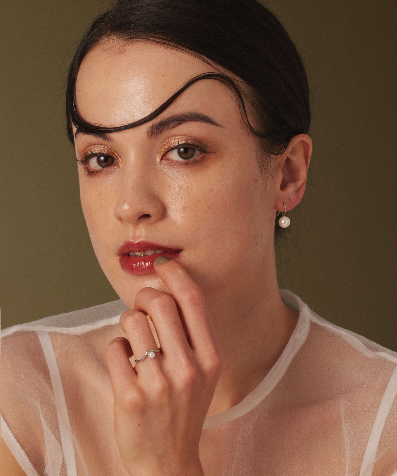 [Silver] Pearl French Earrings