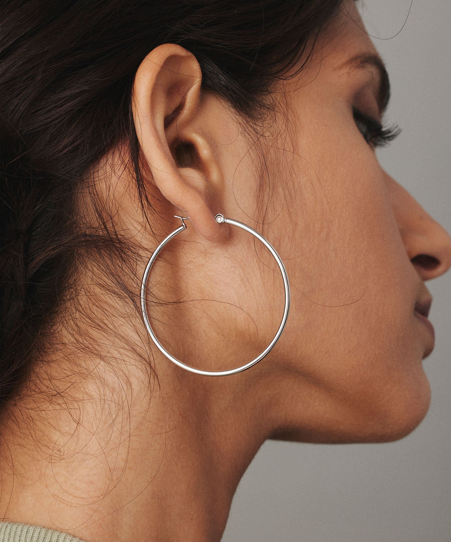 [Silver] Loop earrings 50mm