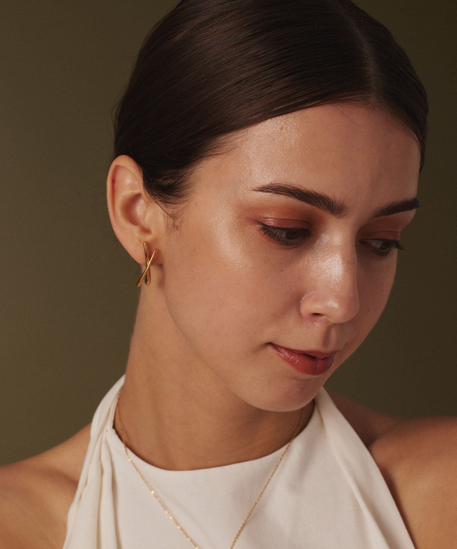 [Gold] Asymmetrical Cross Earrings