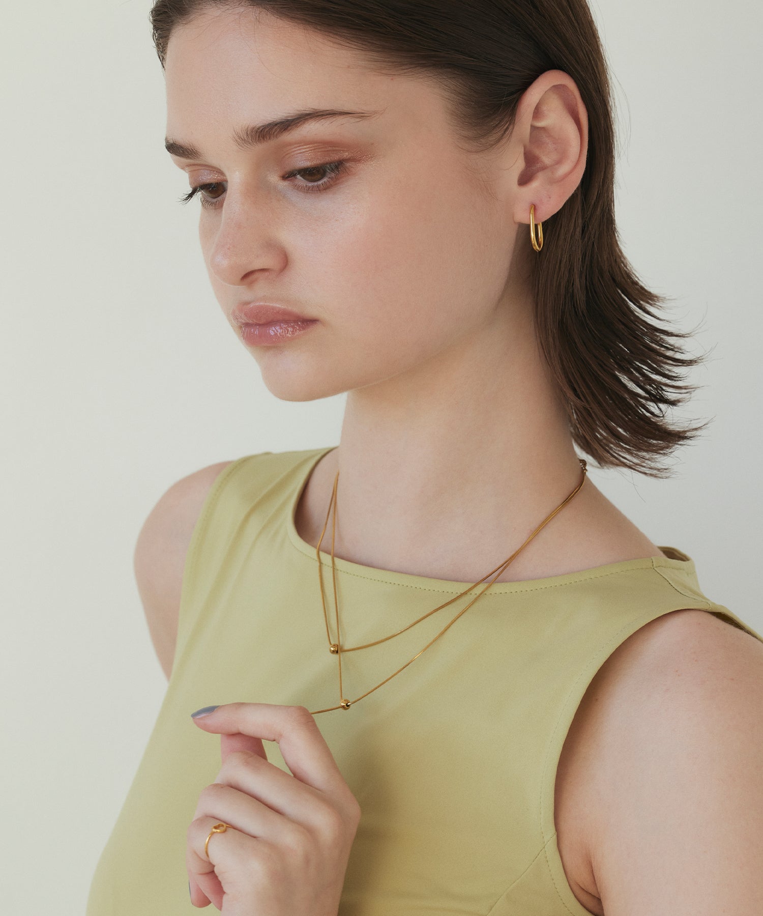 ゴールド]トリプルボールネックレス