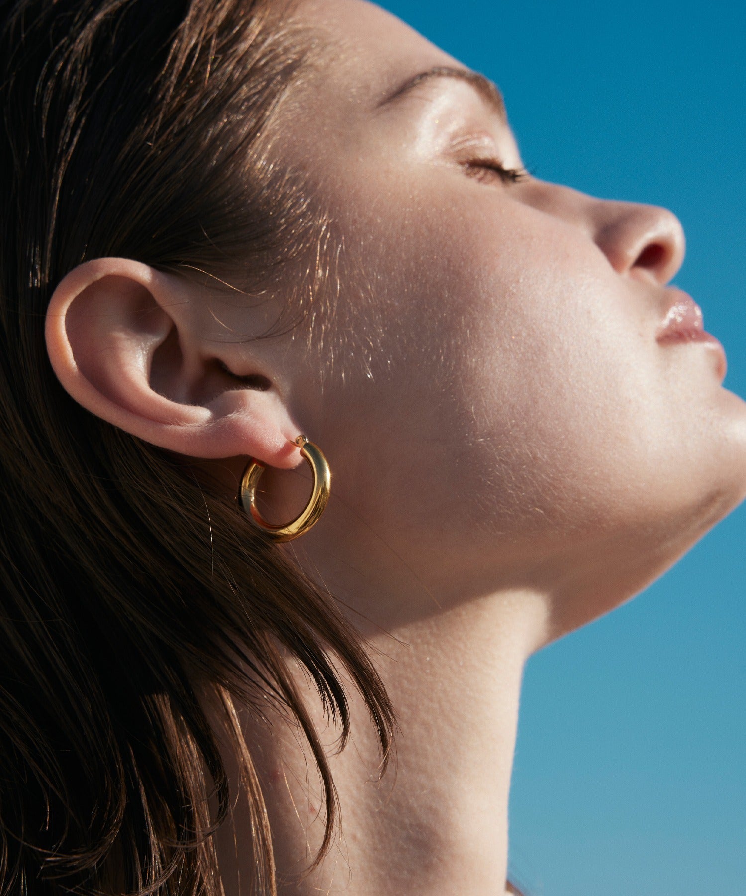 ゴールド]ボリュームフープピアス