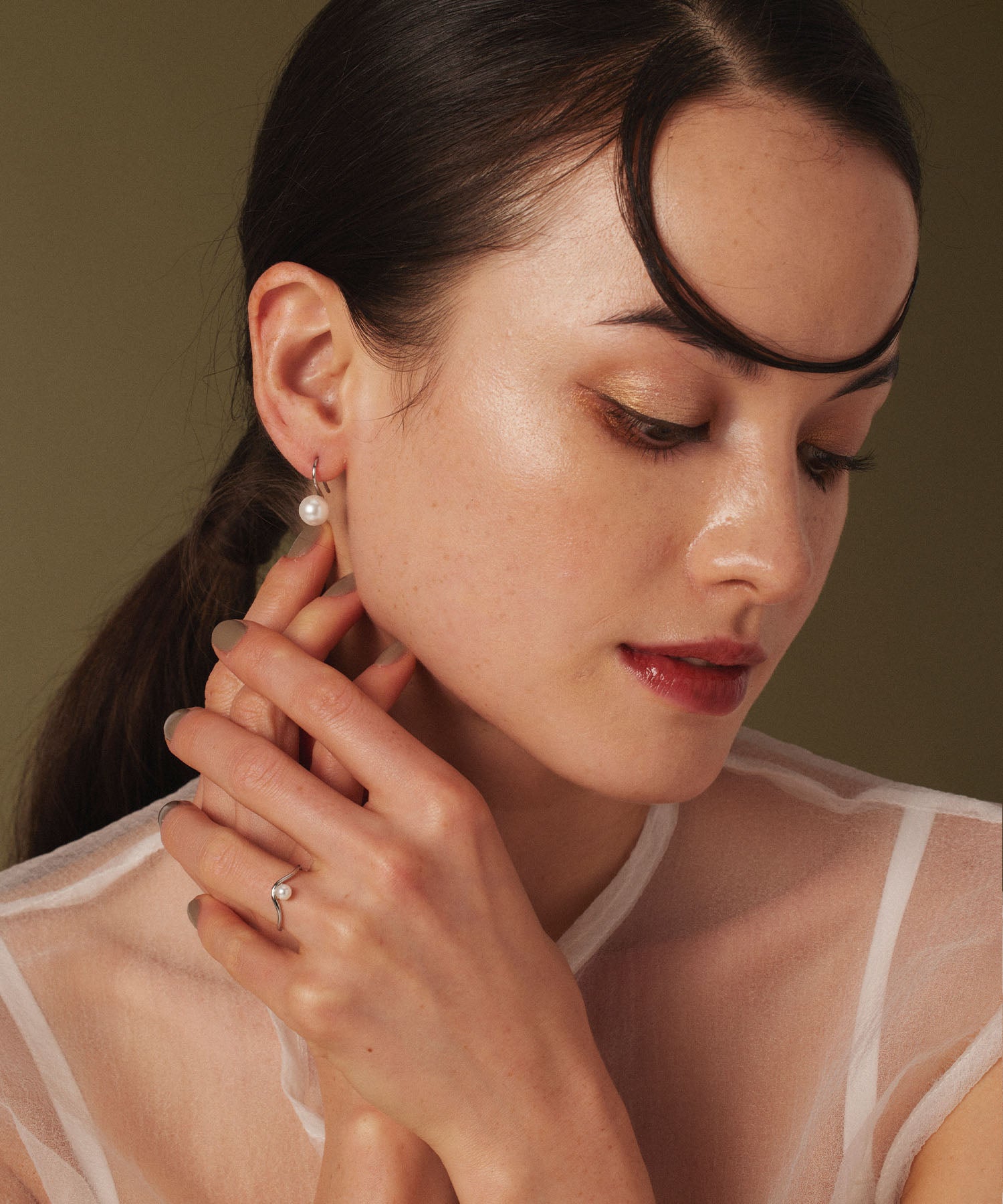 [Silver] Pearl French Earrings