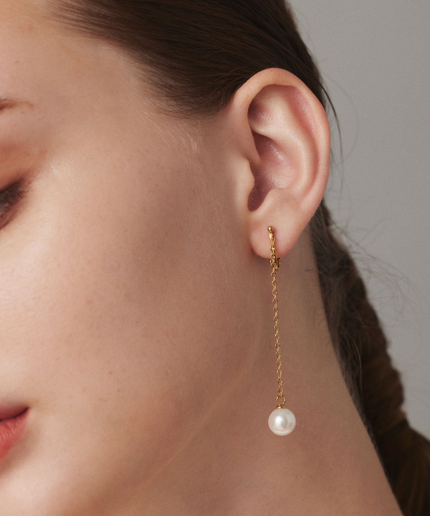 [Gold] Swing Pearl Earrings