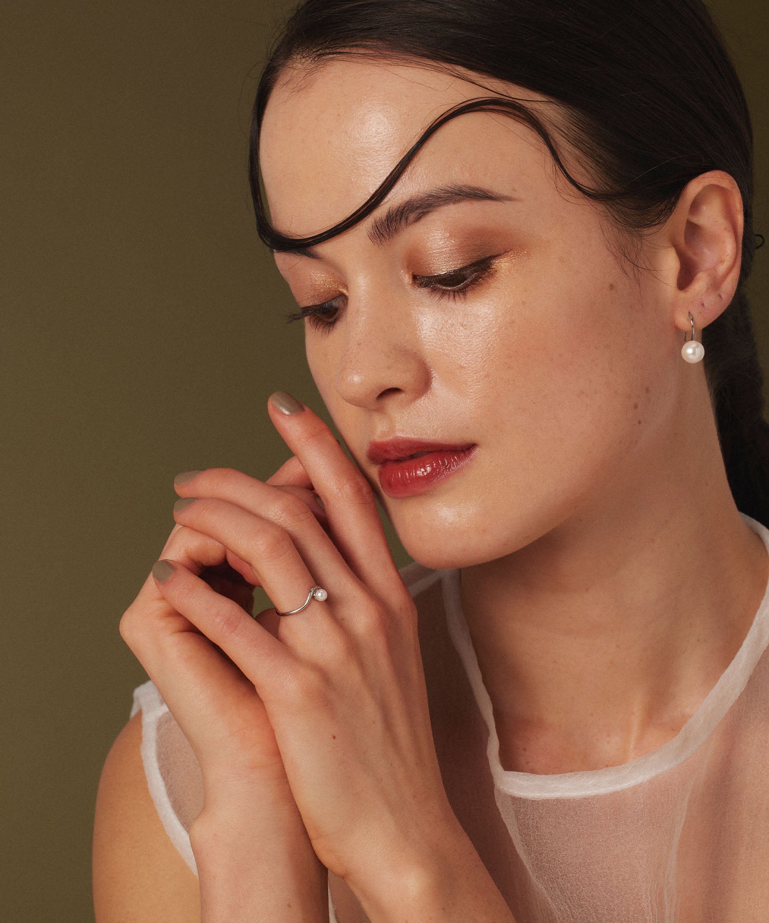 [Silver] Pearl French Earrings
