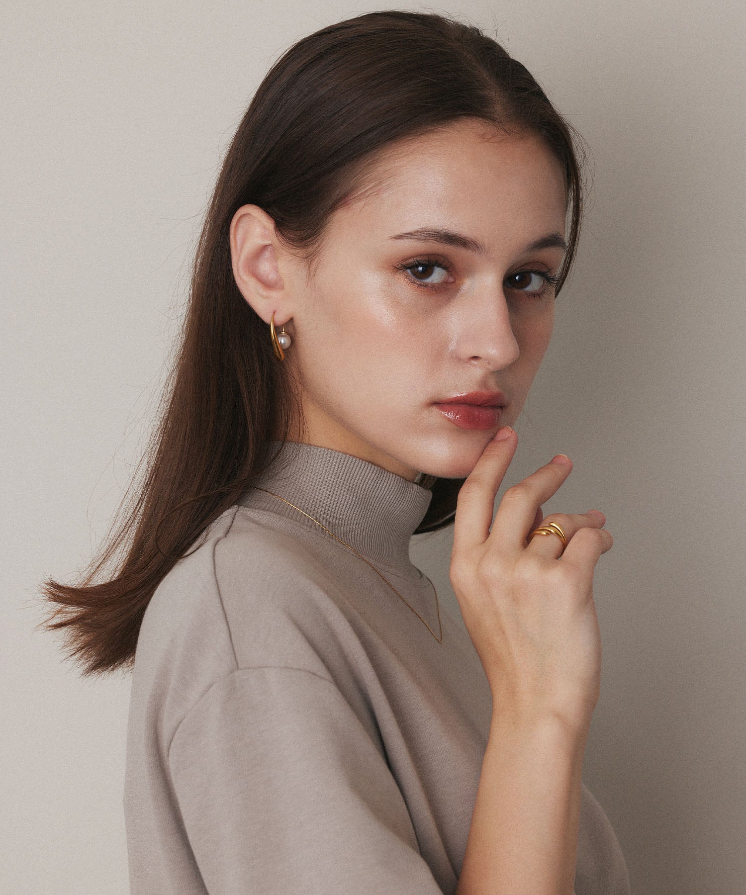 [Gold] 2-way pearl icicle earrings