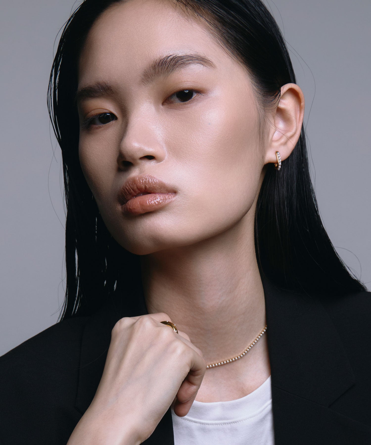 【展覽產品（預定三月底出貨】[金色] 穀物珍珠耳環