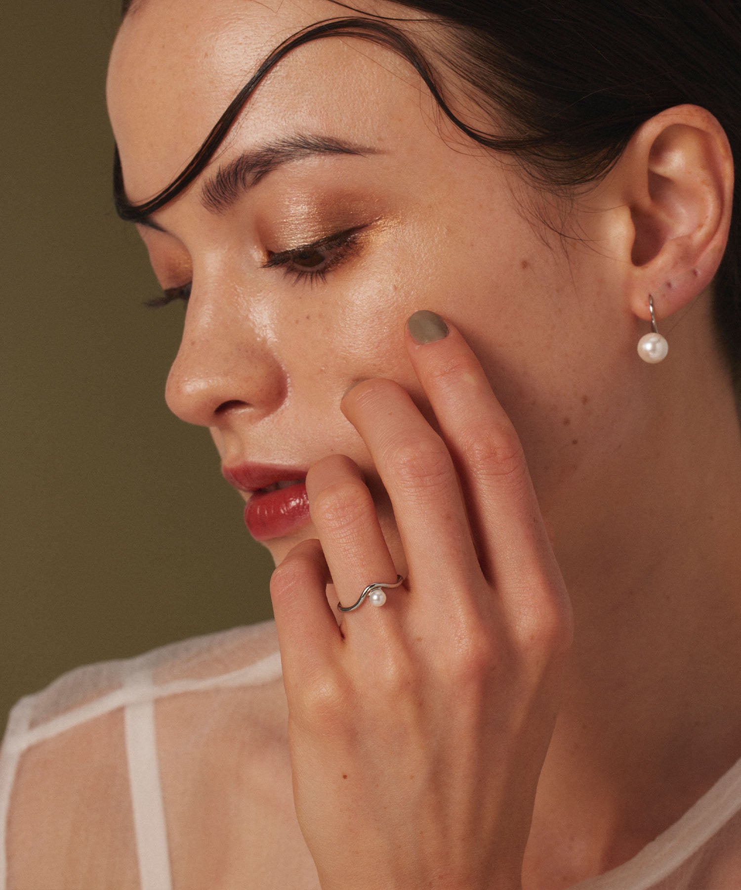 [Silver] Pearl French Earrings