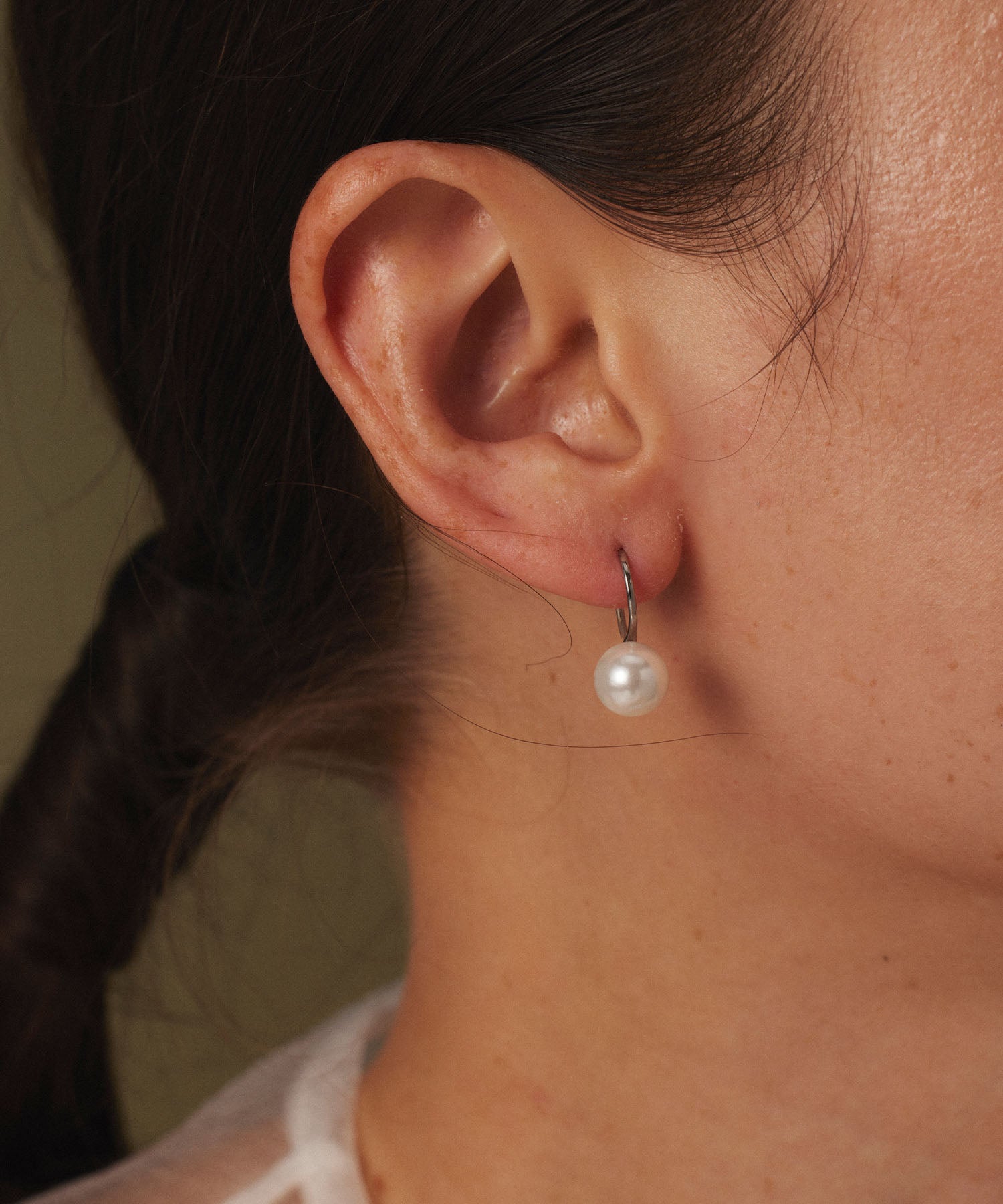 [Silver] Pearl French Earrings