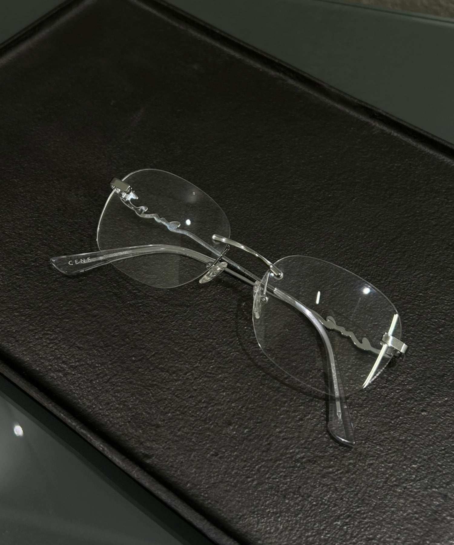 テンプルリムレスアイウェア　メガネ　リムレス　クリア　金属アレルギー対応　サージカルステンレス