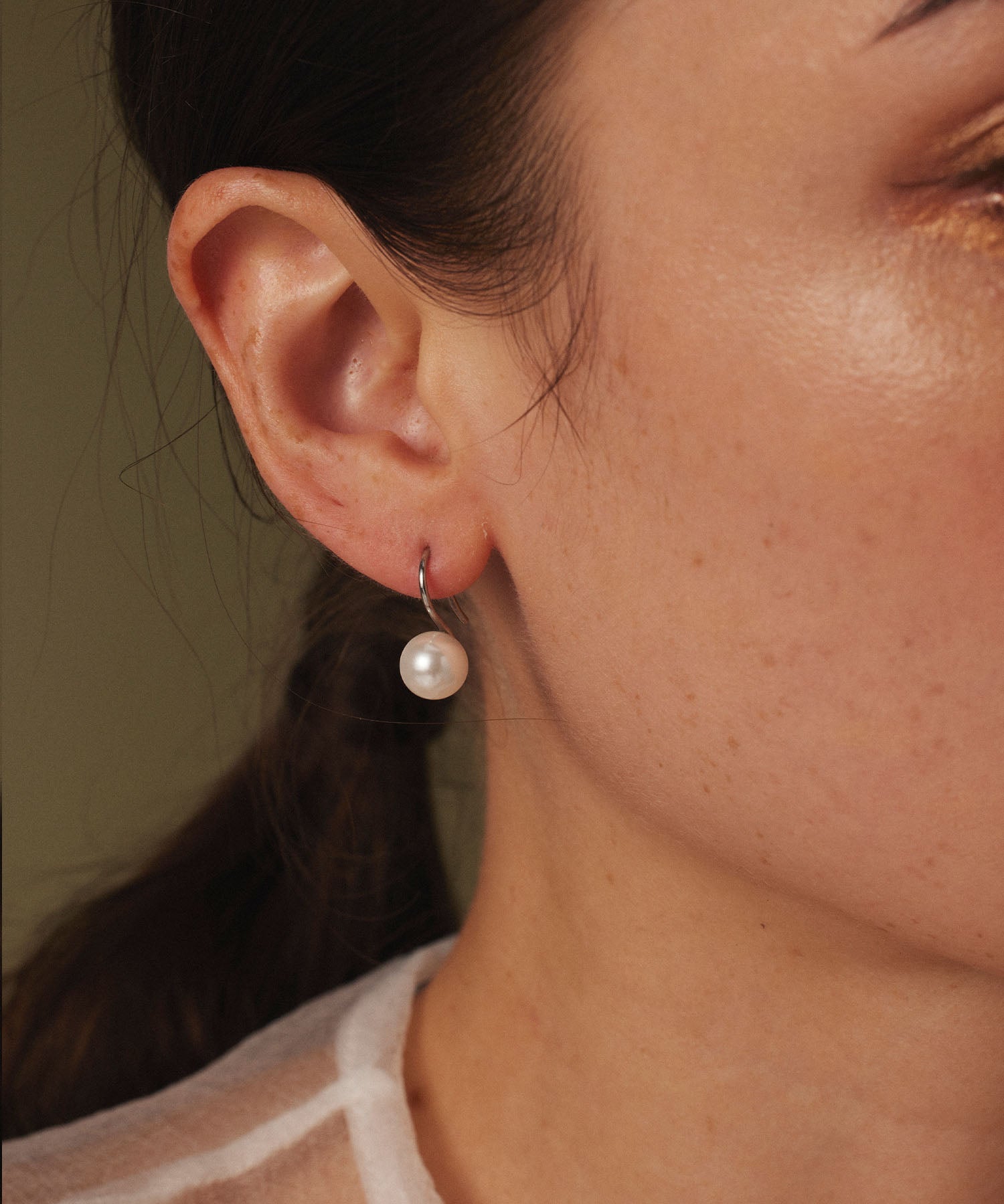 [Silver] Pearl French Earrings